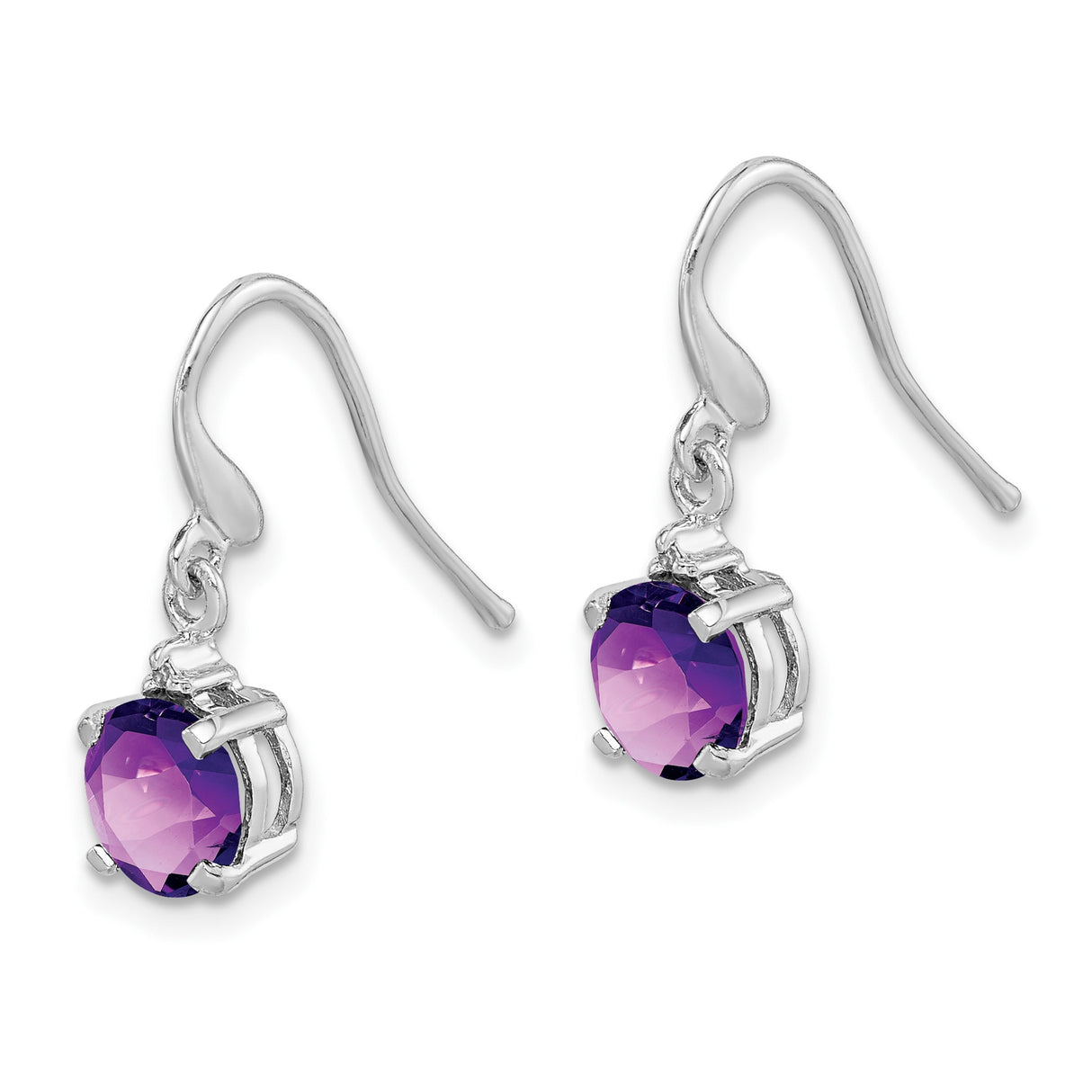 Sterling Silver Drop Earrings with Amethyst and Diamond Accent, Classic Dangle Design