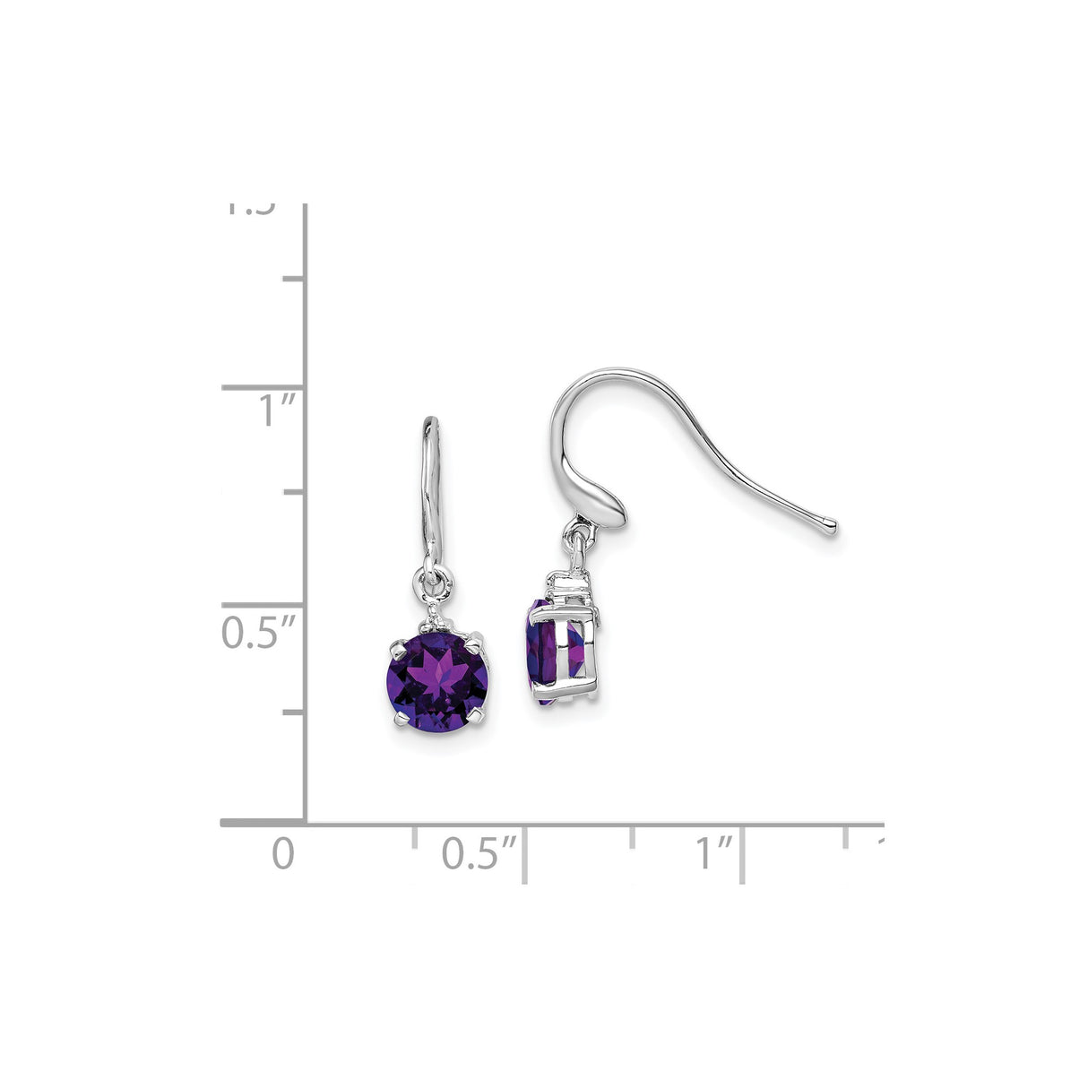 Sterling Silver Drop Earrings with Amethyst and Diamond Accent, Classic Dangle Design