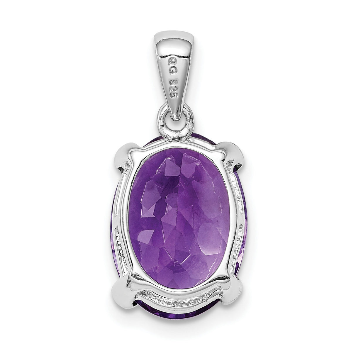 Amethyst and Diamond 15x10mm 5ct Charm Pendant in Real 925 Sterling Silver
