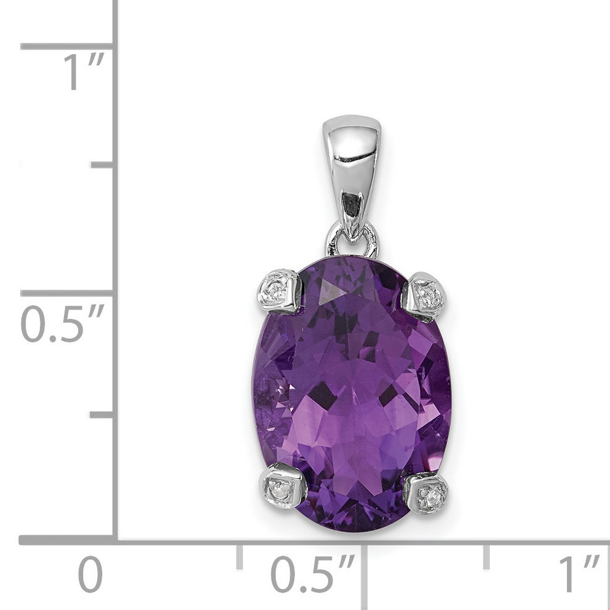 Amethyst and Diamond 15x10mm 5ct Charm Pendant in Real 925 Sterling Silver