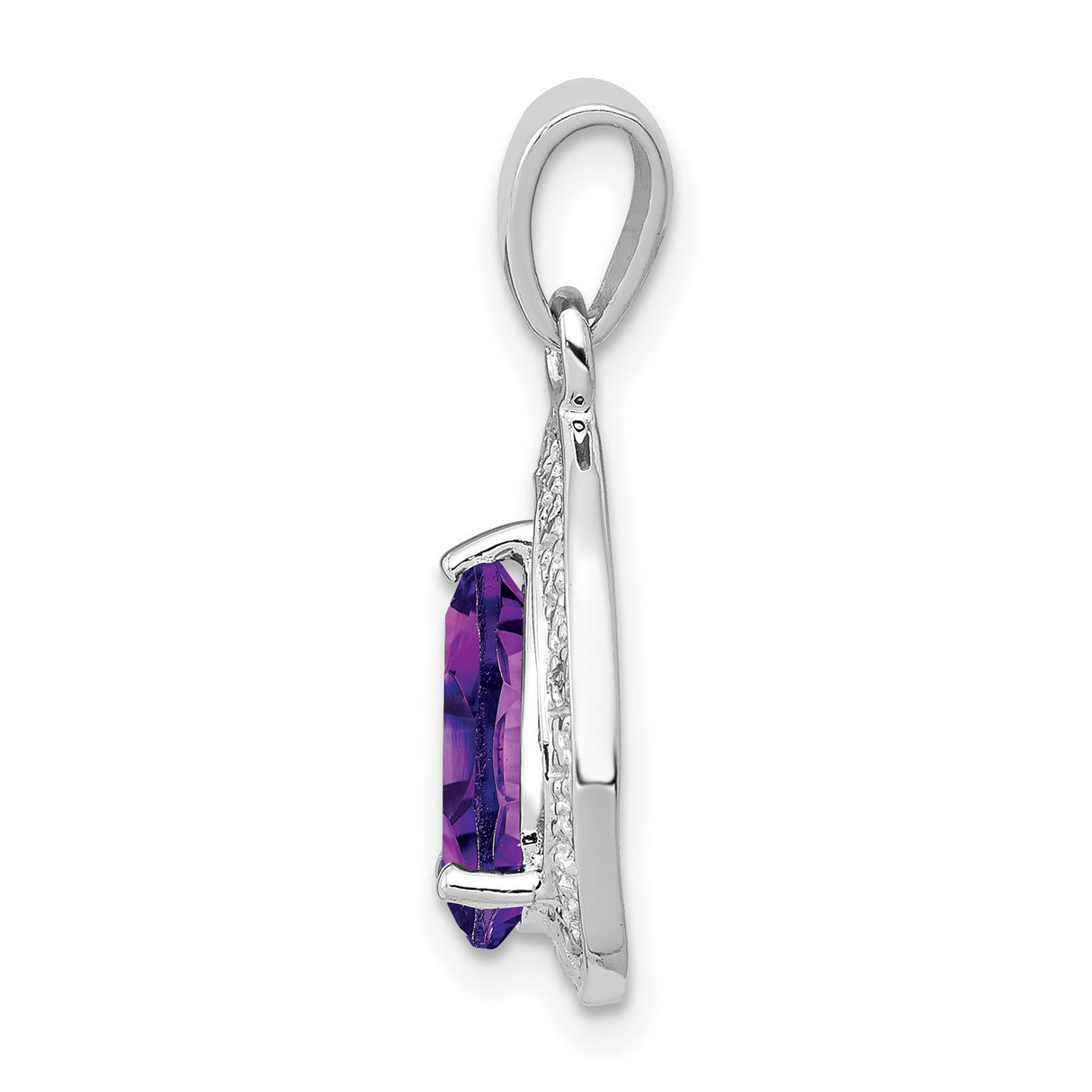 Amethyst and Diamond 15x12mm 1.5ct Charm Pendant in Real 925 Sterling Silver