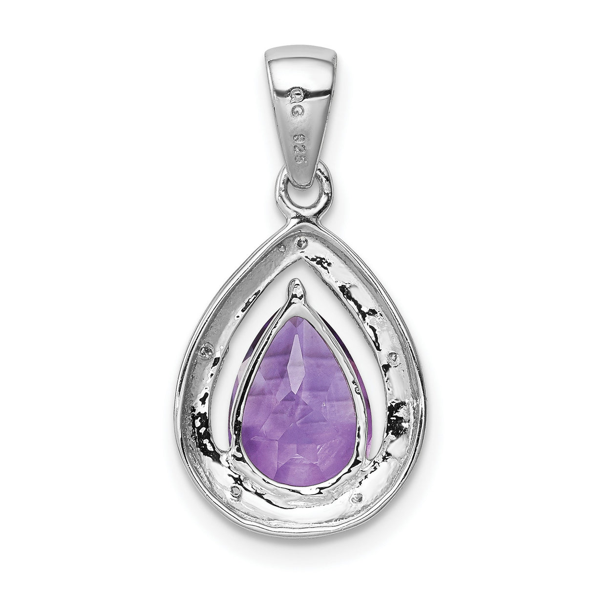Amethyst and Diamond 15x12mm 1.5ct Charm Pendant in Real 925 Sterling Silver