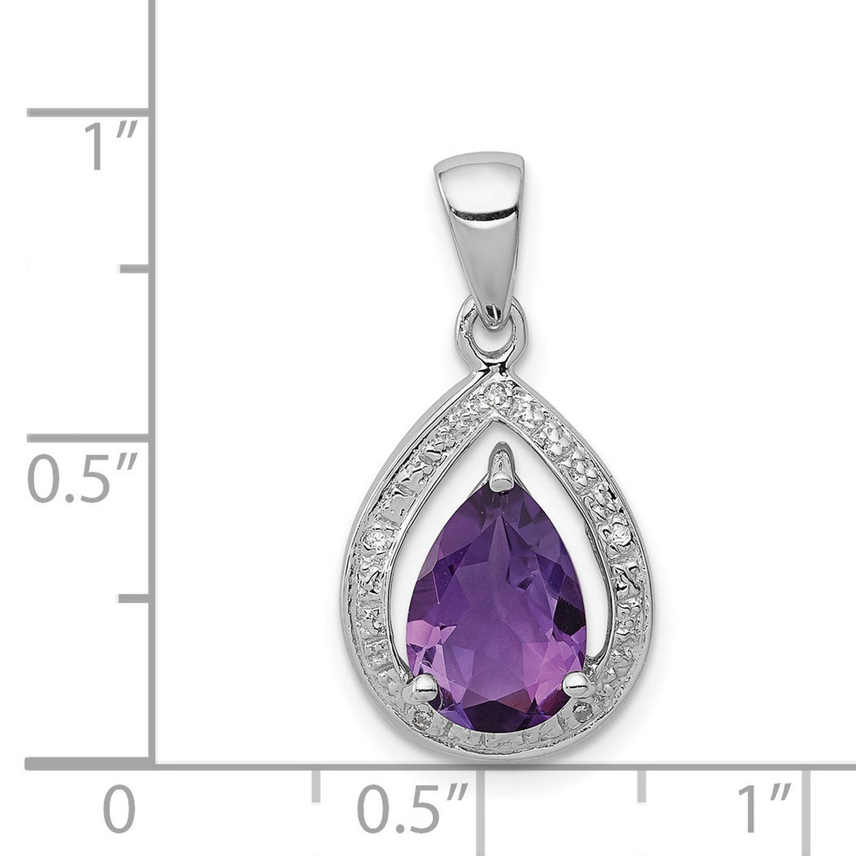 Amethyst and Diamond 15x12mm 1.5ct Charm Pendant in Real 925 Sterling Silver