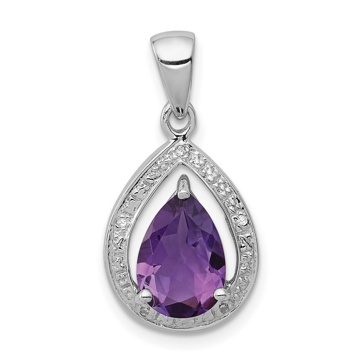 Amethyst and Diamond 15x12mm 1.5ct Charm Pendant in Real 925 Sterling Silver