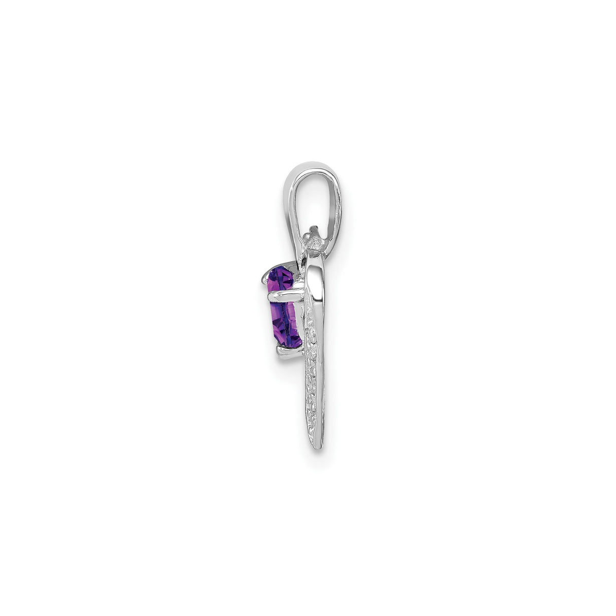 Sterling Silver Heart Pendant with Amethyst and Diamond Accents, Romantic Jewelry for Women