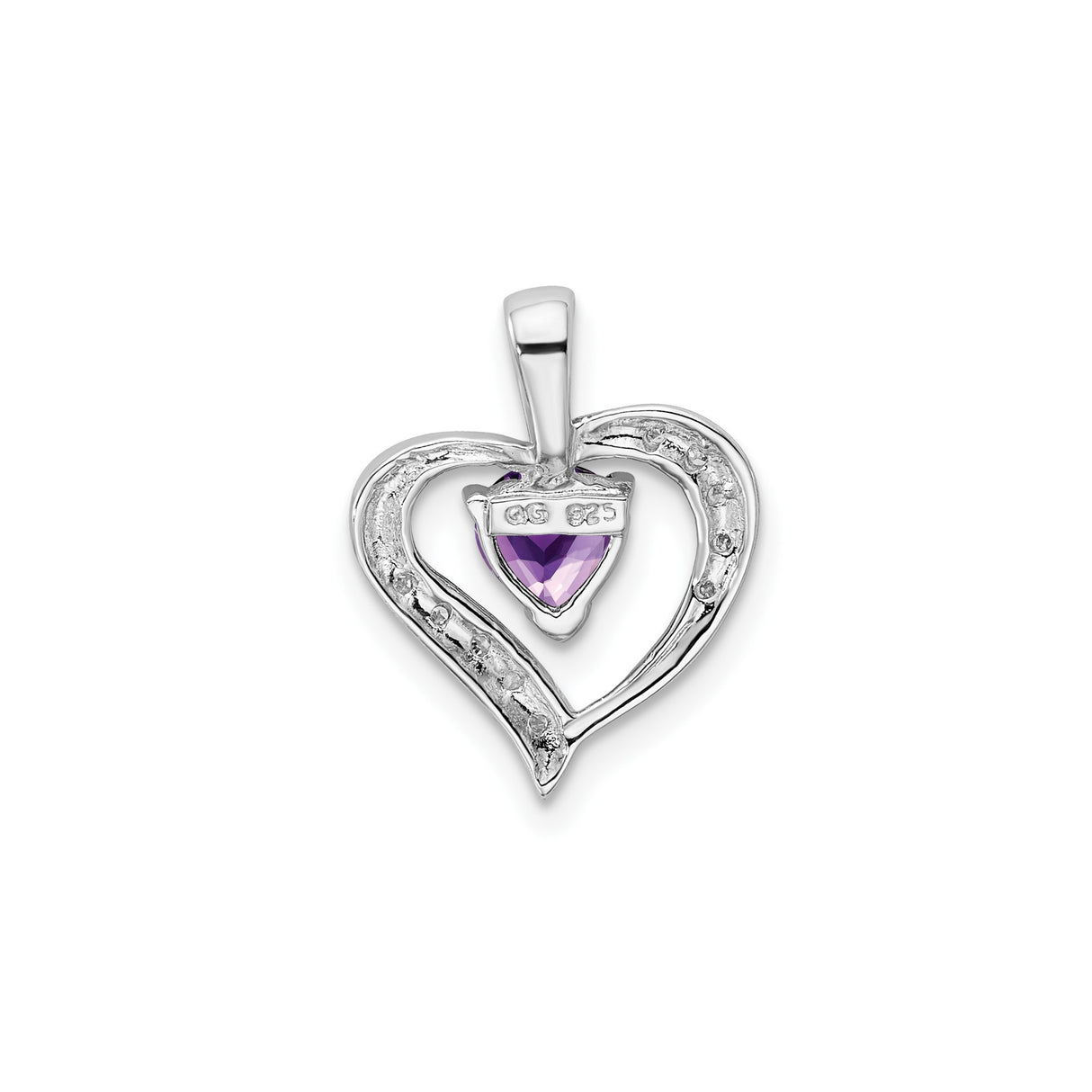Sterling Silver Heart Pendant with Amethyst and Diamond Accents, Romantic Jewelry for Women
