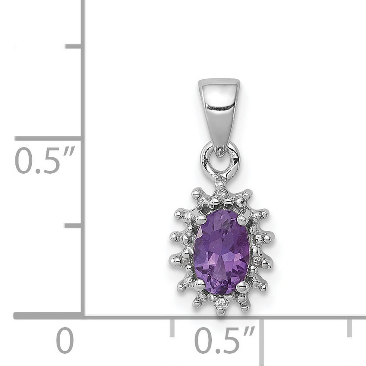 Sterling Silver Pendant with Amethyst and Diamond in Crown Halo Design for Women