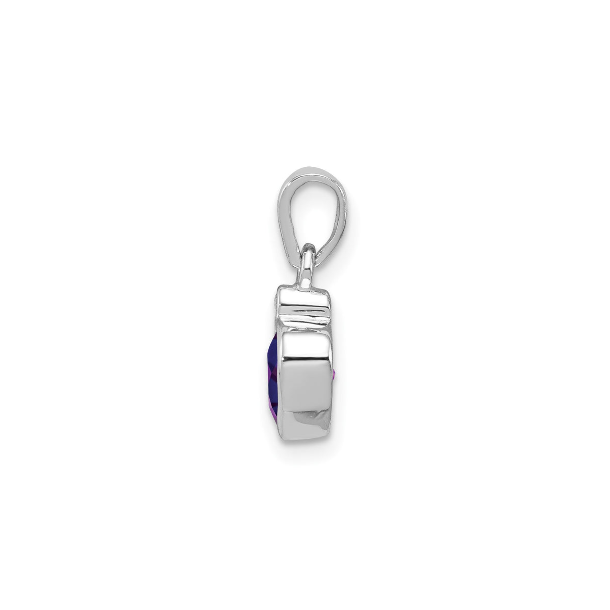 Sterling Silver Heart Pendant with Amethyst and Diamond Accents for Women