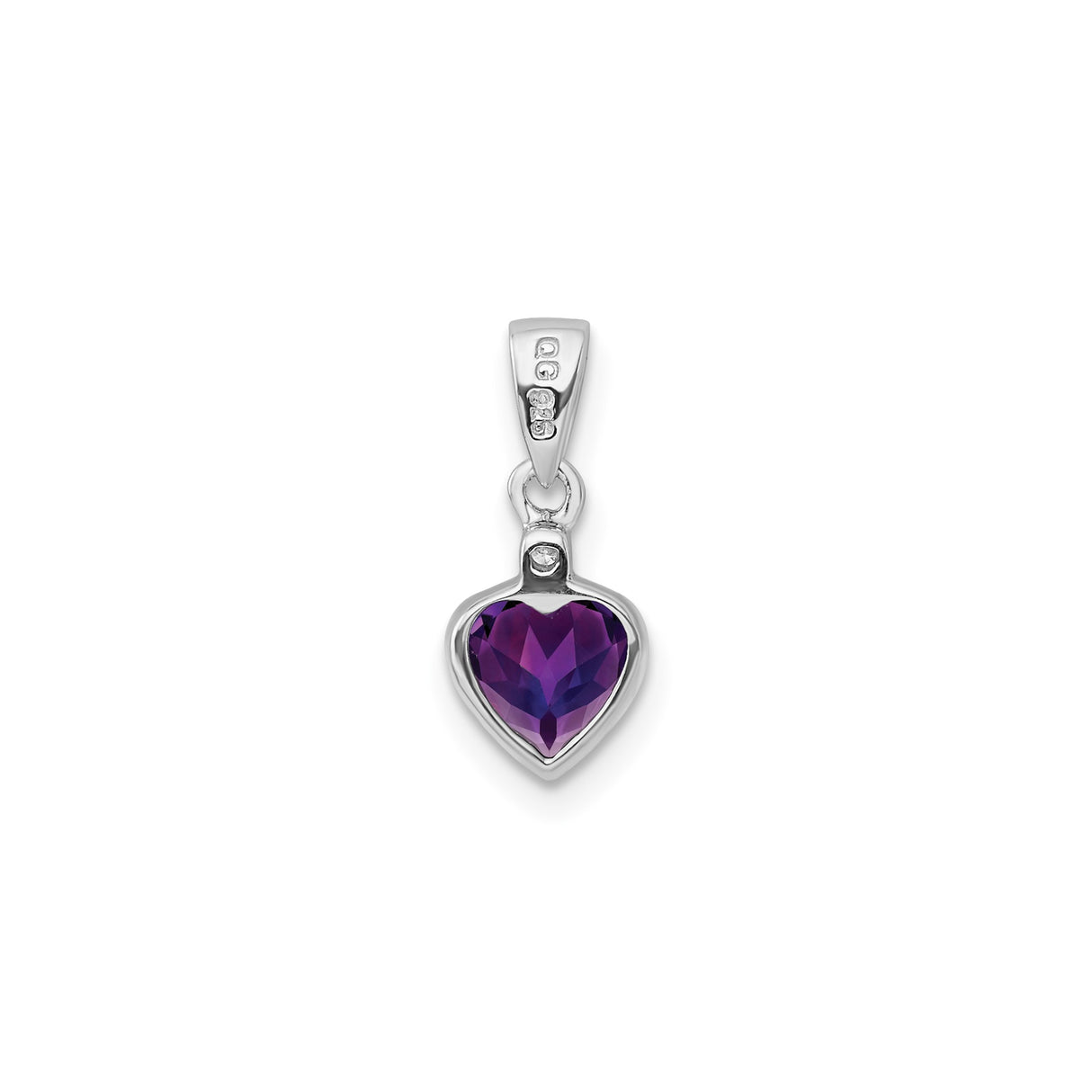 Sterling Silver Heart Pendant with Amethyst and Diamond Accents for Women