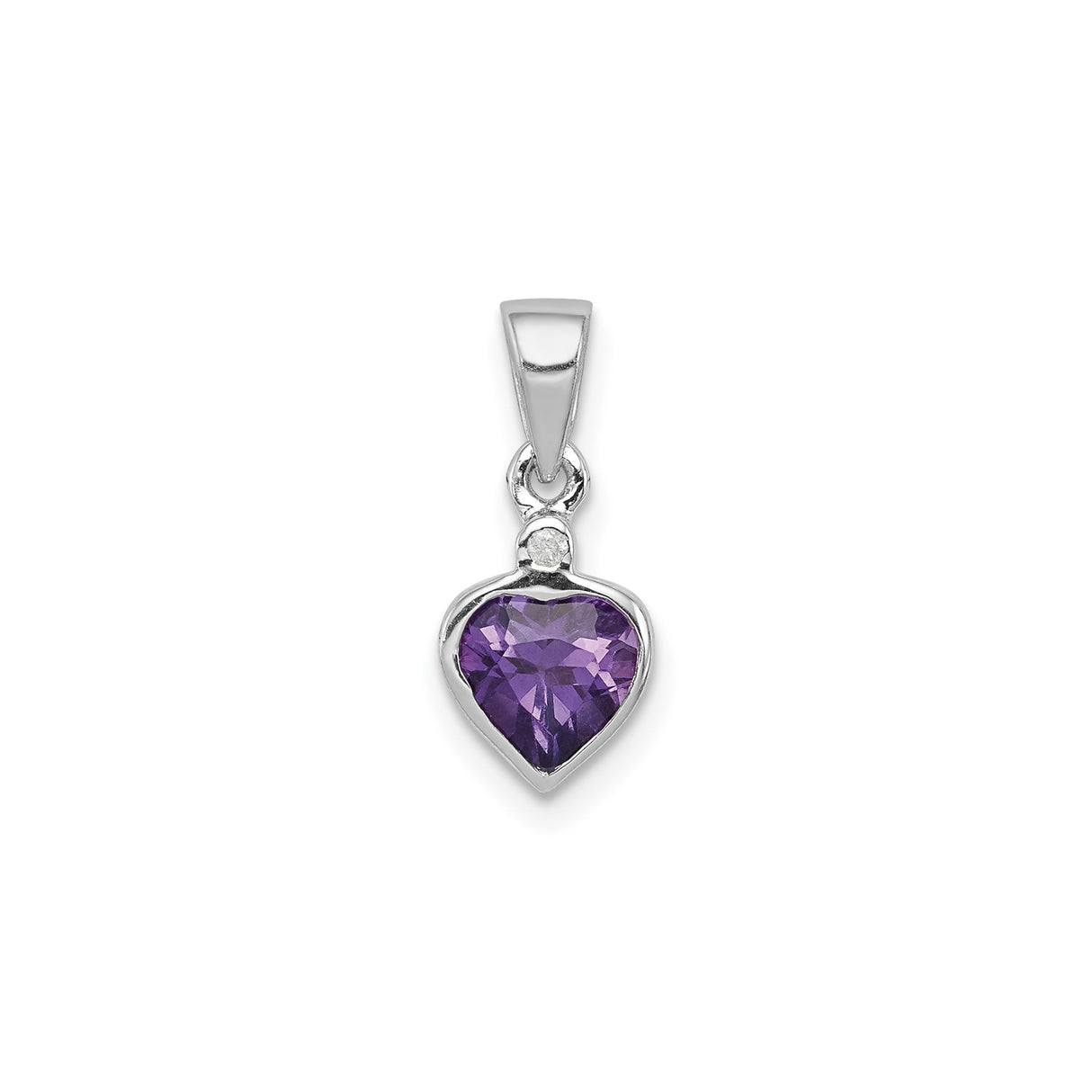 Sterling Silver Heart Pendant with Amethyst and Diamond Accents for Women