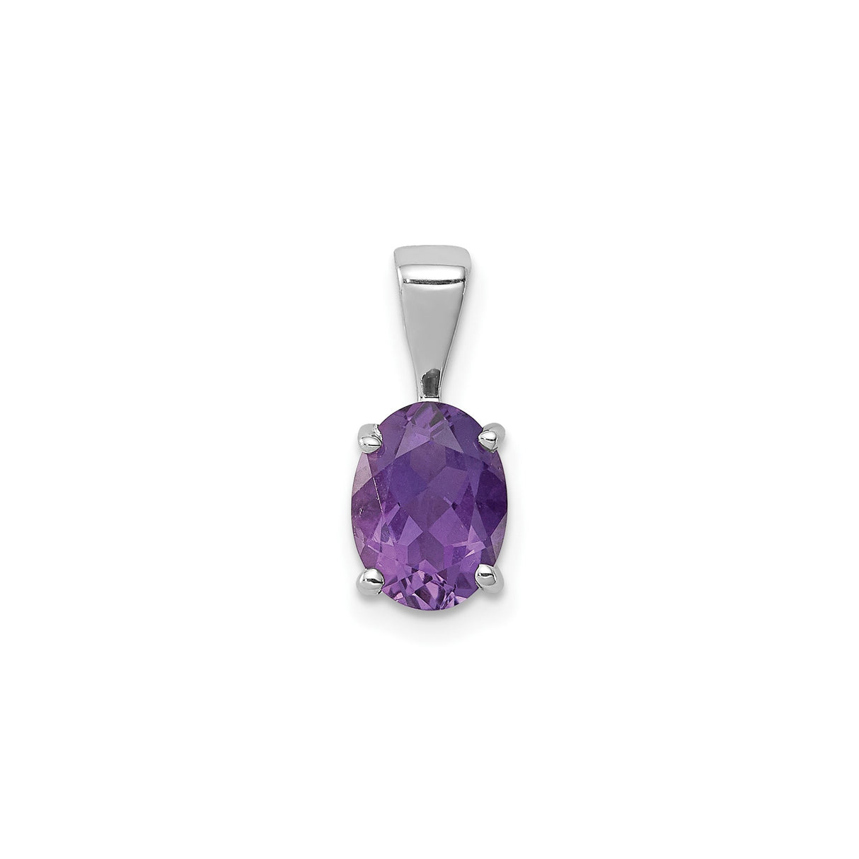 Sterling Silver Pendant with Faceted Oval Cut Amethyst, February Birthstone Jewelry for Women