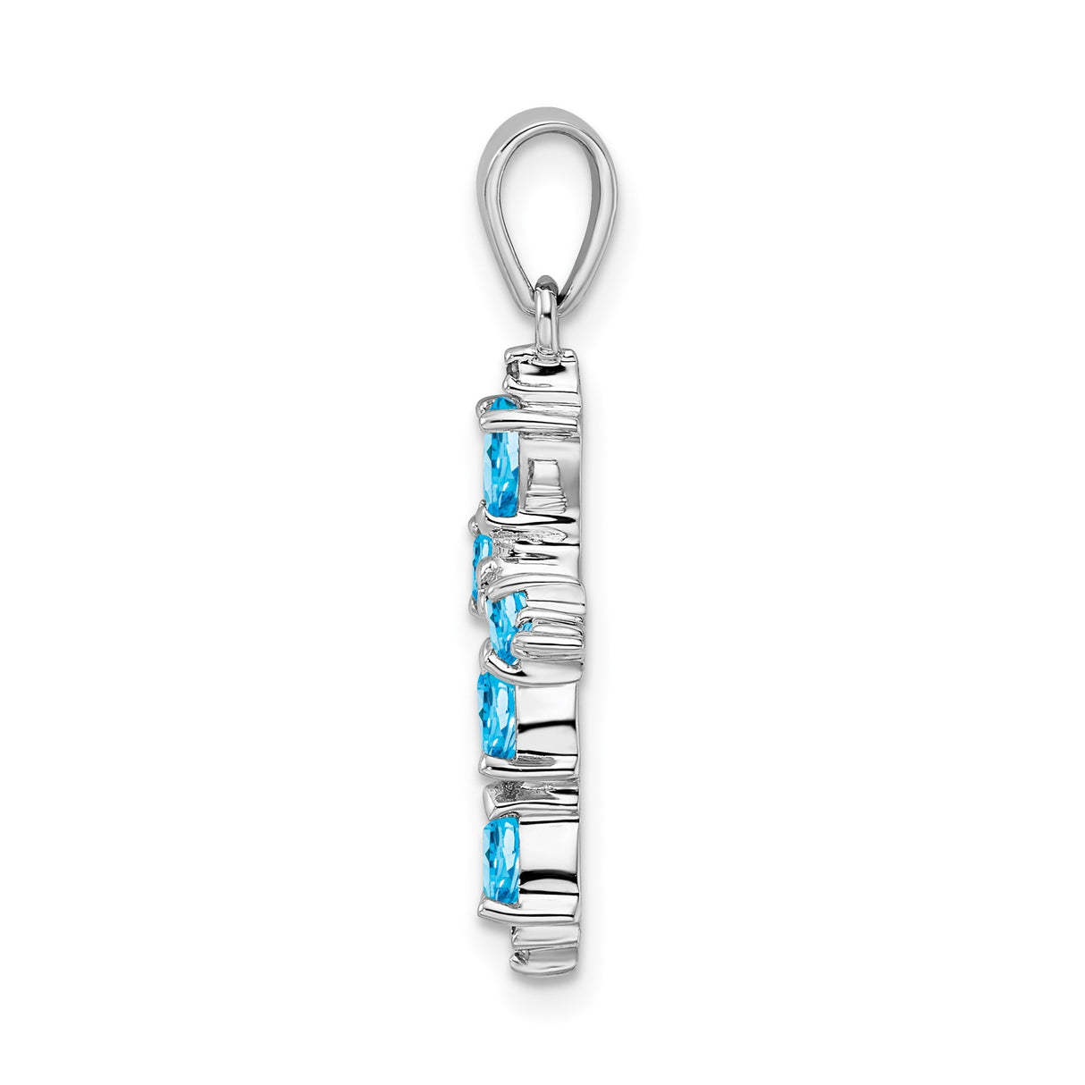 Sterling Silver Cross Pendant with Swiss Blue Topaz and Diamond Accent