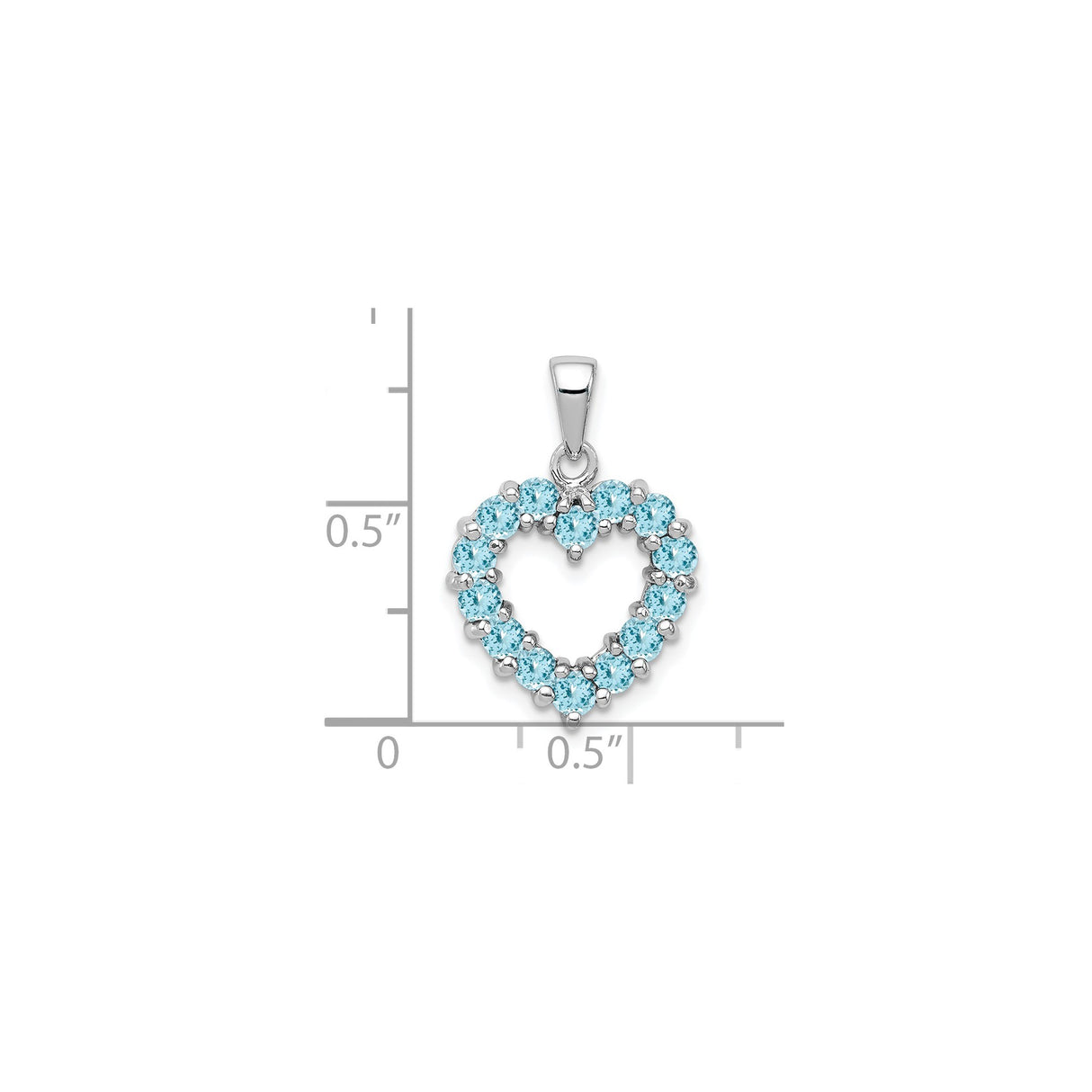 Sterling Silver Heart Pendant with Sky Blue Topaz in Prong Setting for Women