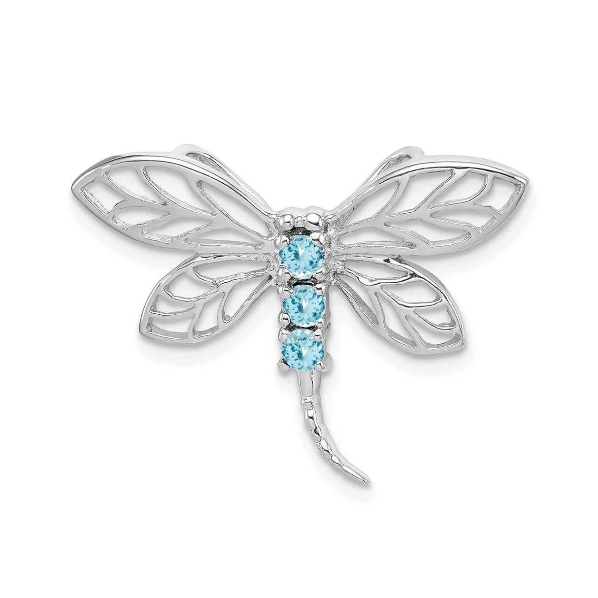 Sterling Silver Dragonfly Pendant with Sky Blue Topaz, Nature Inspired Jewelry for Women