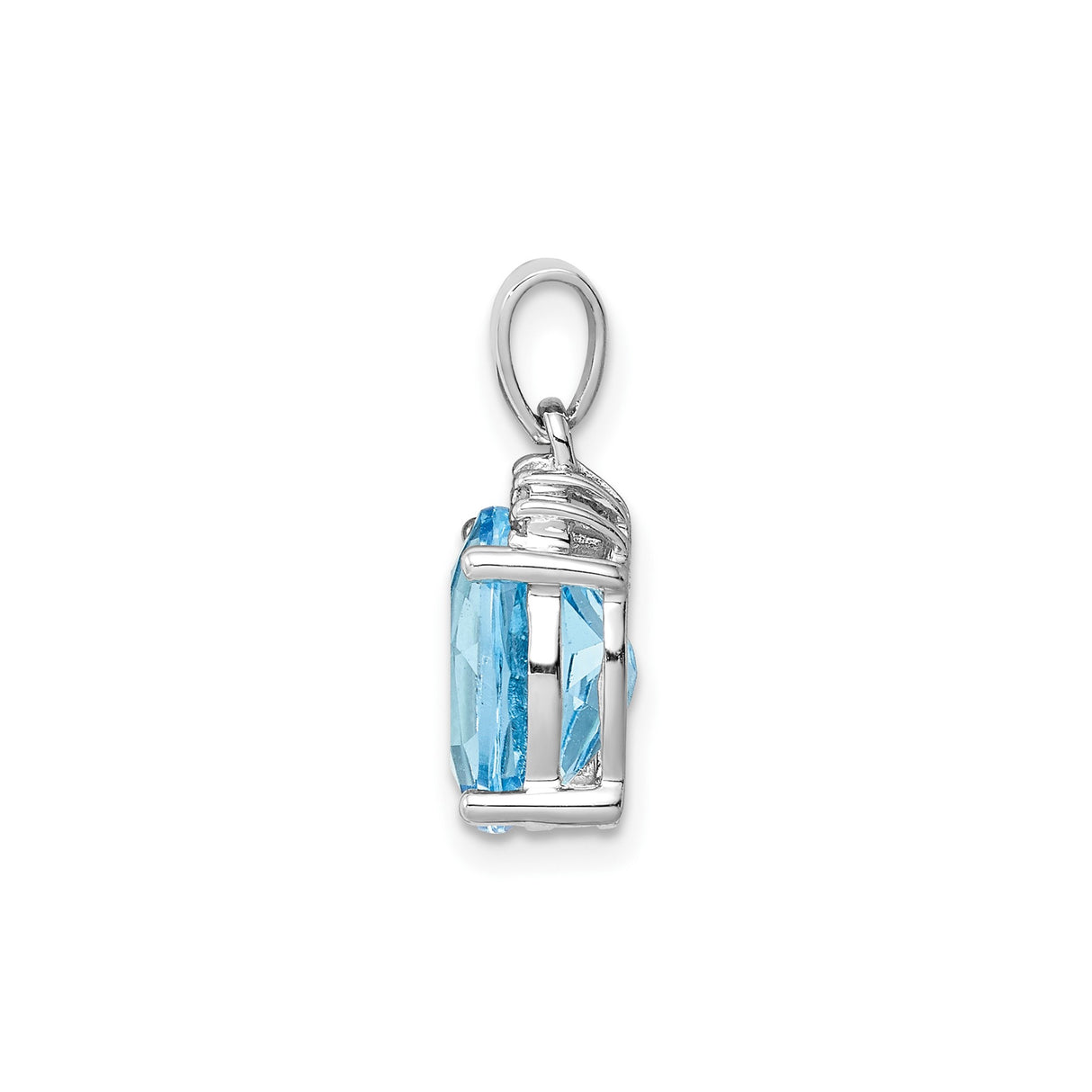 Sterling Silver Pendant with Oval Sky Blue Topaz and Diamond Accent
