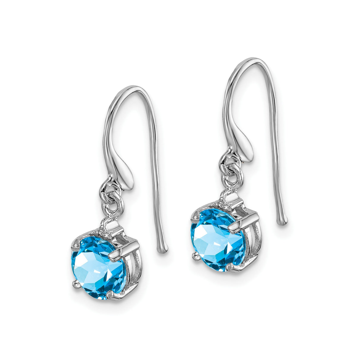 Sterling Silver Drop Earrings with Swiss Blue Topaz and Diamond Accents, Dangle Style for Women