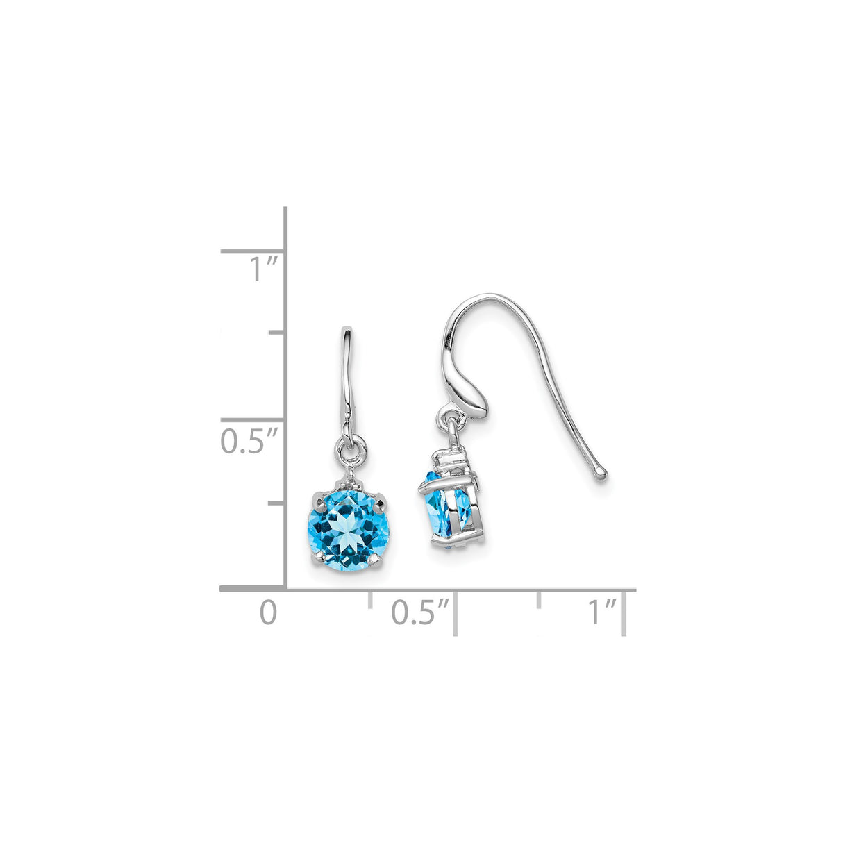 Sterling Silver Drop Earrings with Swiss Blue Topaz and Diamond Accents, Dangle Style for Women
