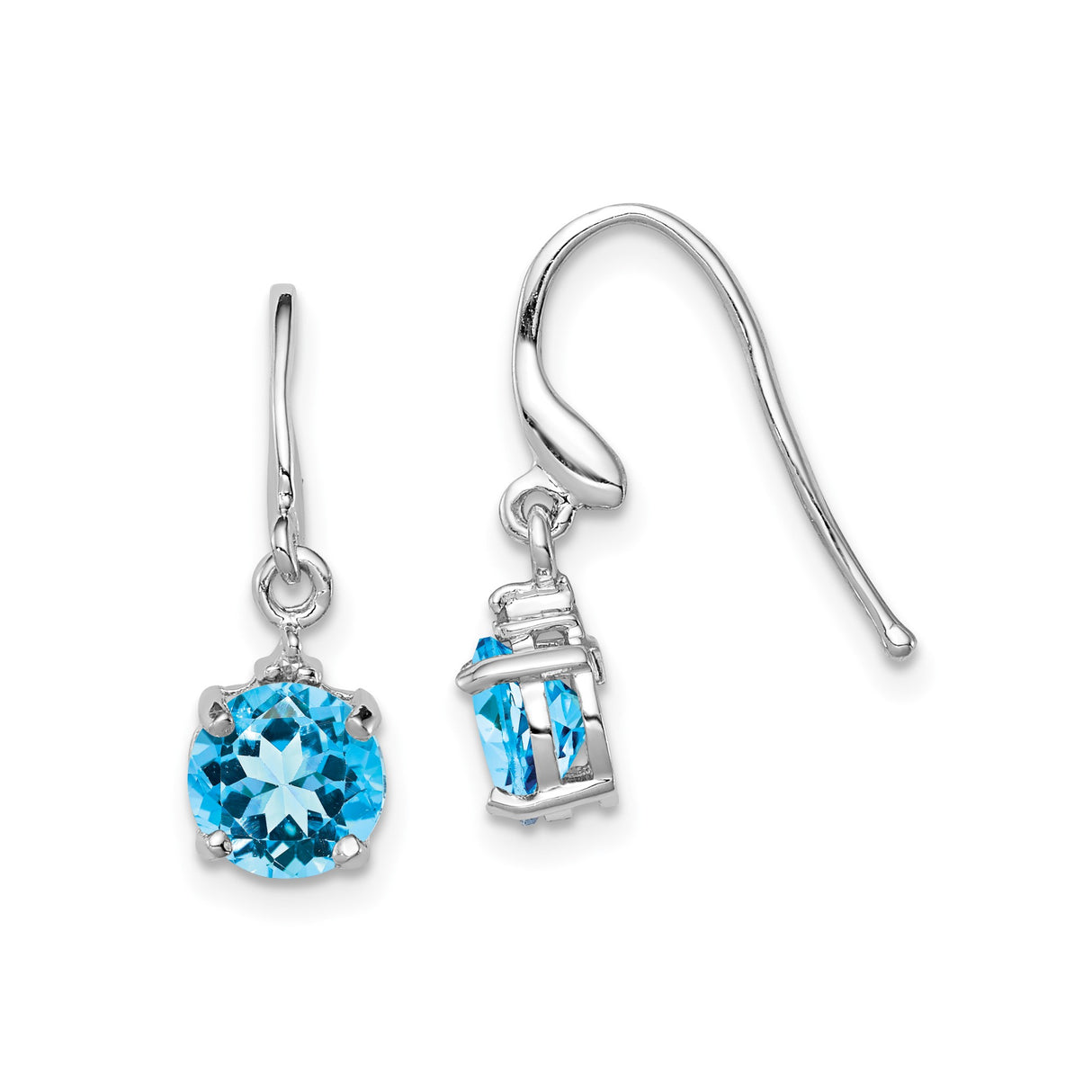 Sterling Silver Drop Earrings with Swiss Blue Topaz and Diamond Accents, Dangle Style for Women