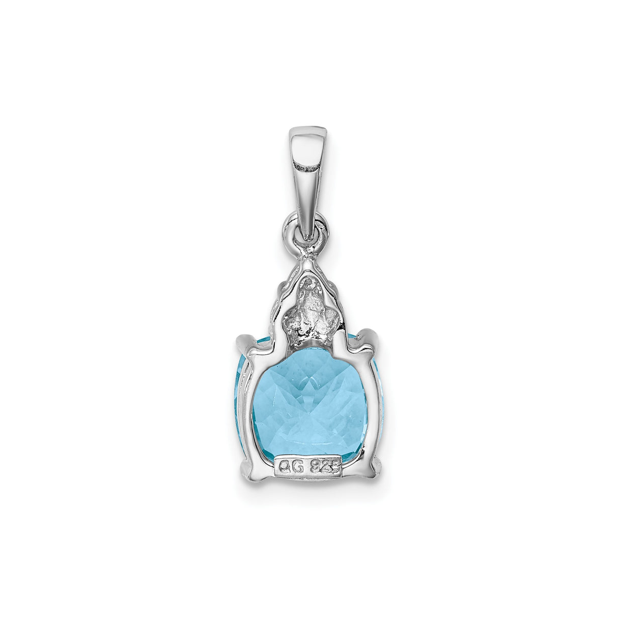 Sterling Silver Pendant with Sky Blue Topaz and Diamond, Filigree Design for Women