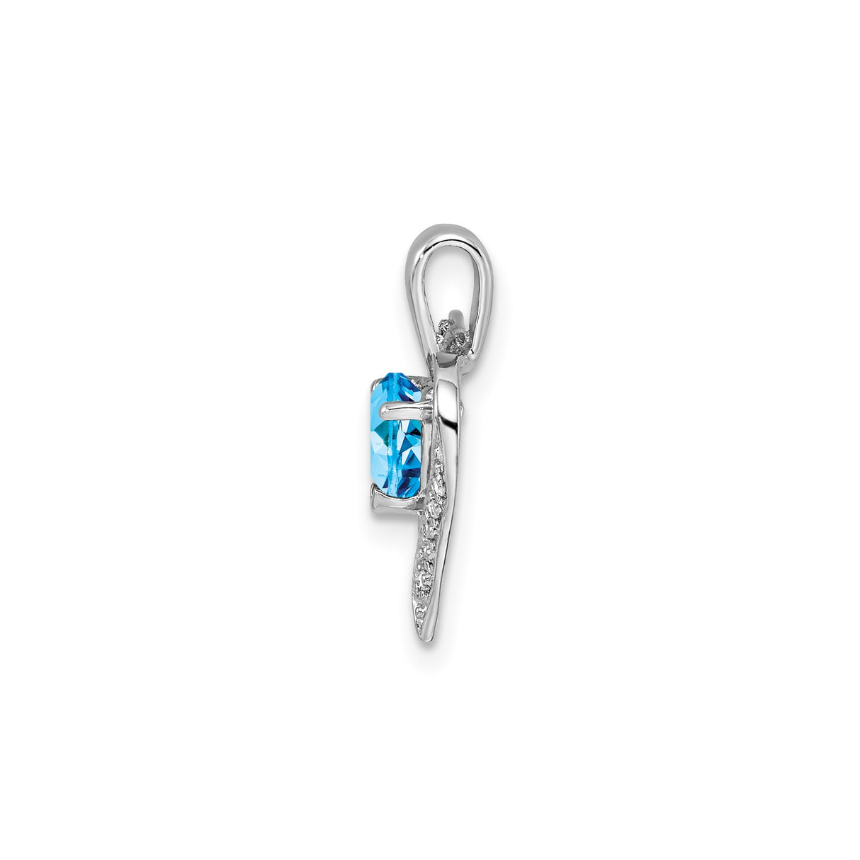 Sterling Silver Heart Pendant with Swiss Blue Topaz and Diamond Accent for Women