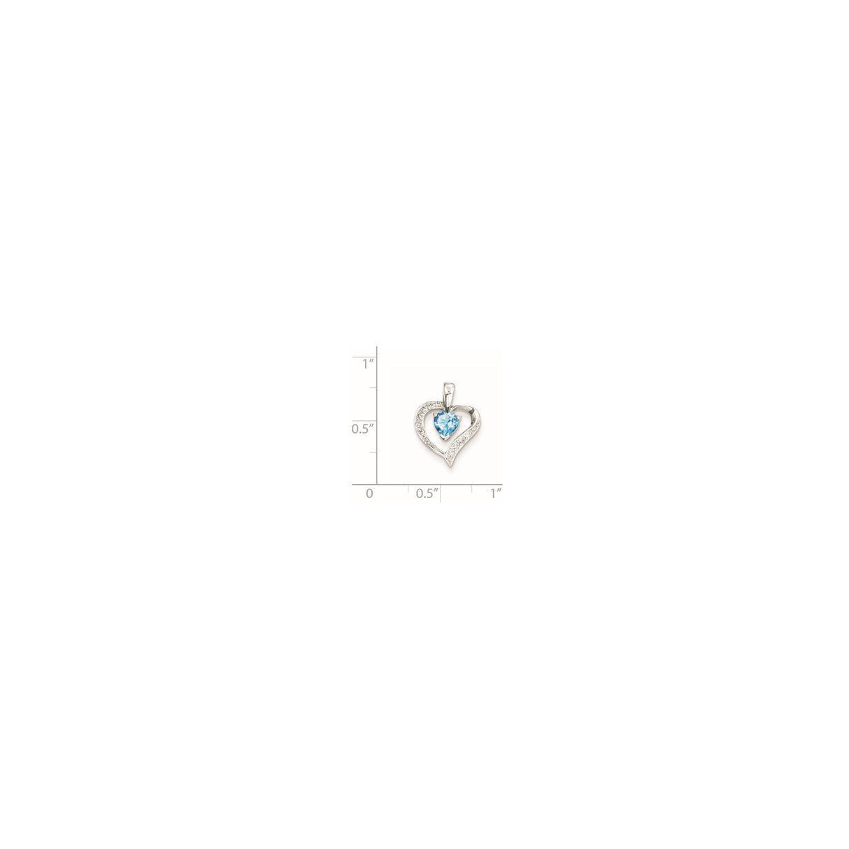 Sterling Silver Heart Pendant with Swiss Blue Topaz and Diamond Accent for Women