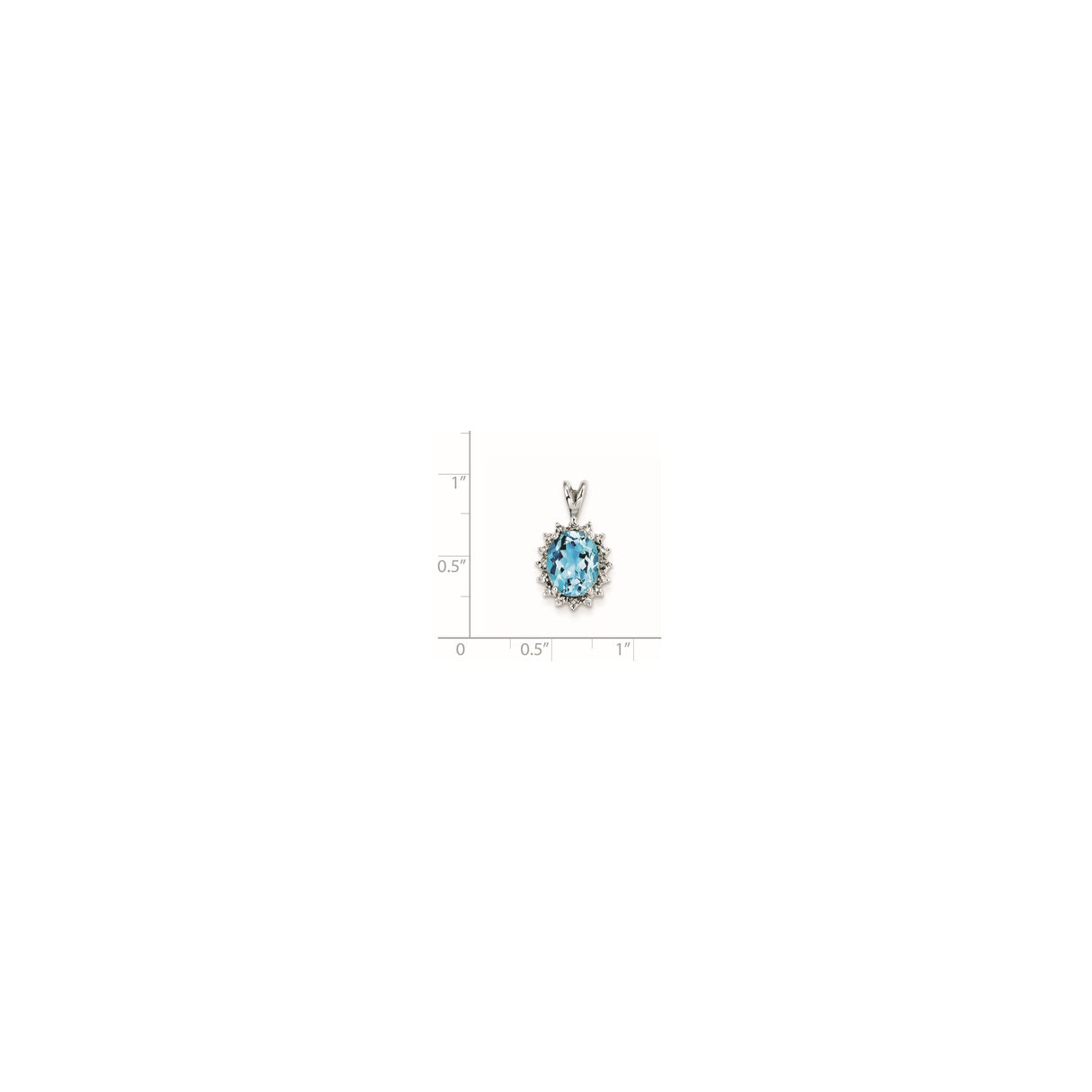 Sterling Silver Pendant with Oval Swiss Blue Topaz and Diamond Halo