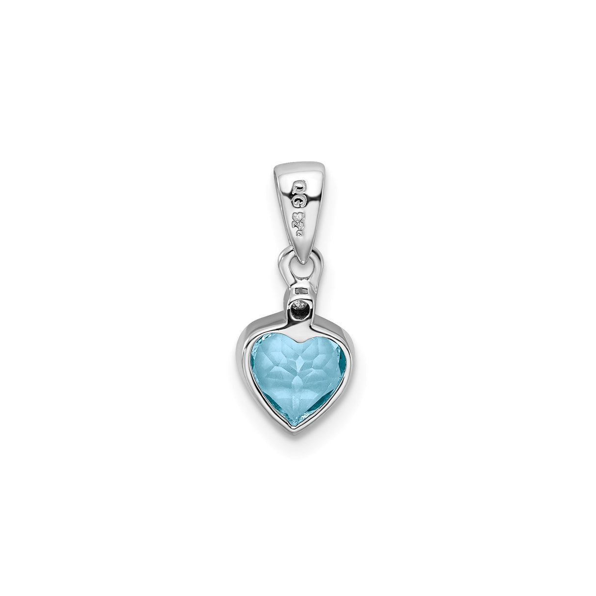 Sterling Silver Heart Pendant with Sky Blue Topaz and Diamond Accent, Romantic Jewelry for Women