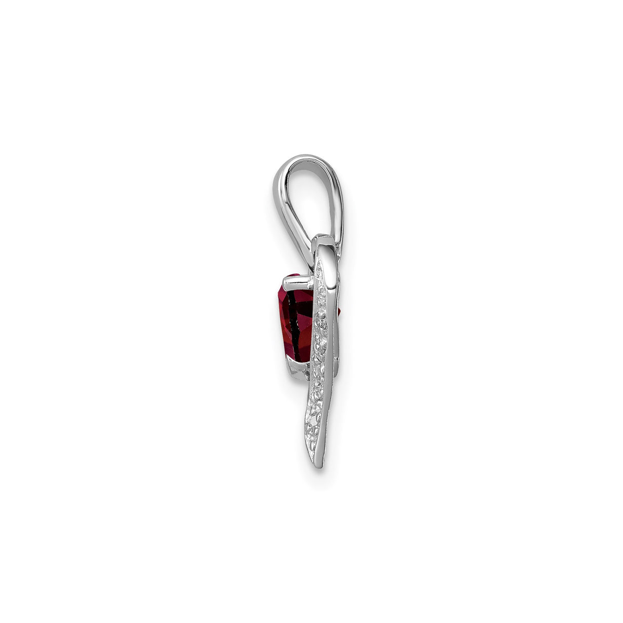 Sterling Silver Heart Pendant with Garnet and Diamond Accents, Open Heart Design for Women