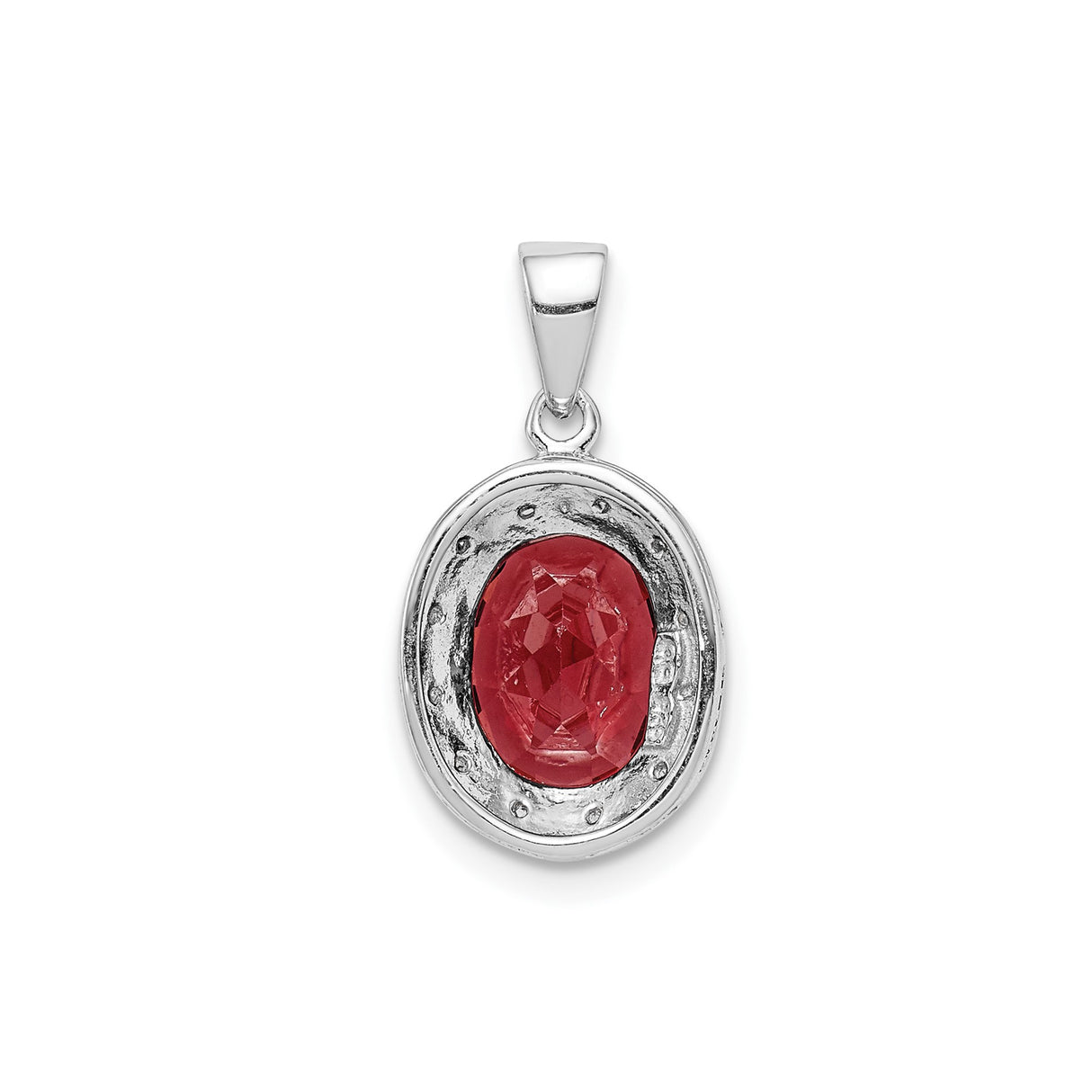 Sterling Silver Pendant with Garnet and Diamond Halo, Romantic Style for Women