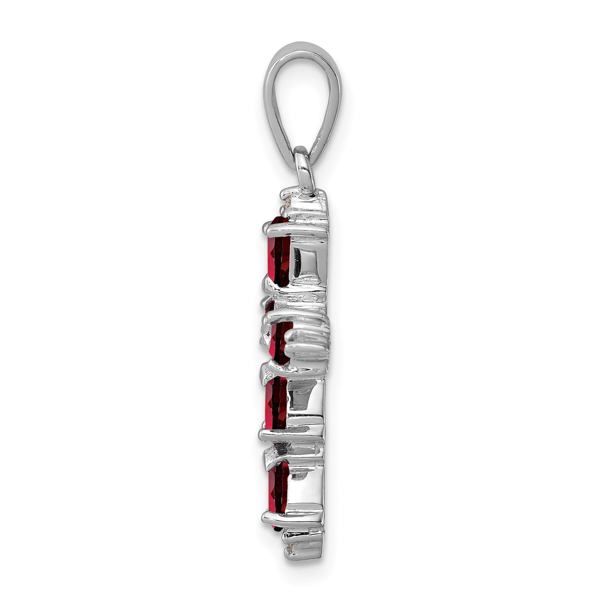 Sterling Silver Cross Pendant with Garnet and Diamond, Spiritual Statement Jewelry