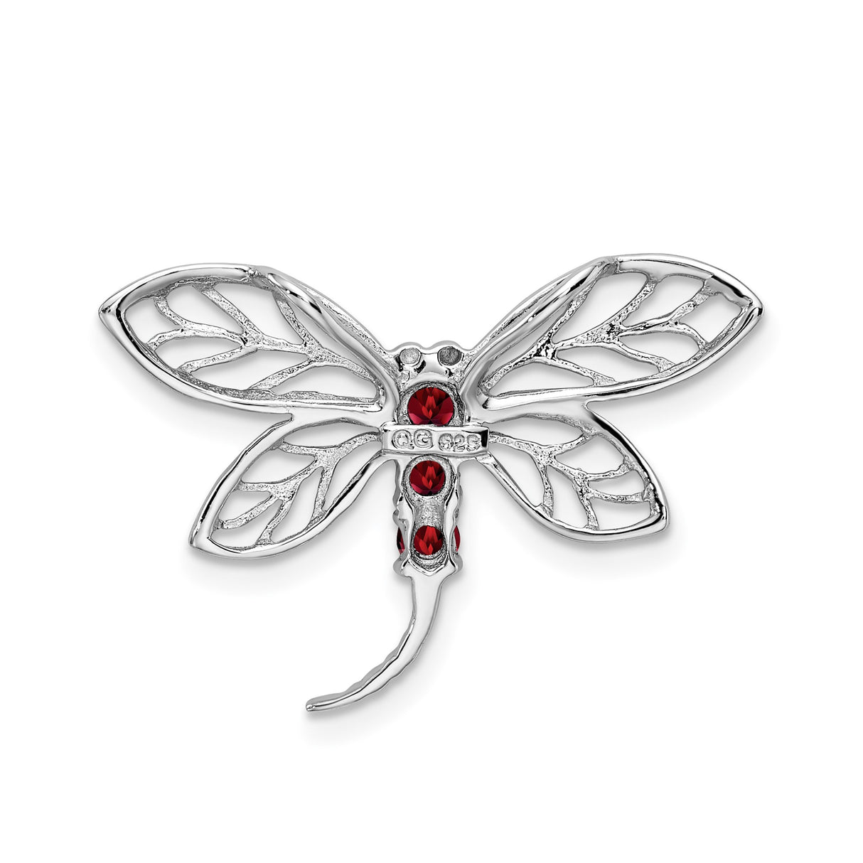 Sterling Silver Dragonfly Brooch with Garnet Accents, Nature-Inspired Insect Pin for Women
