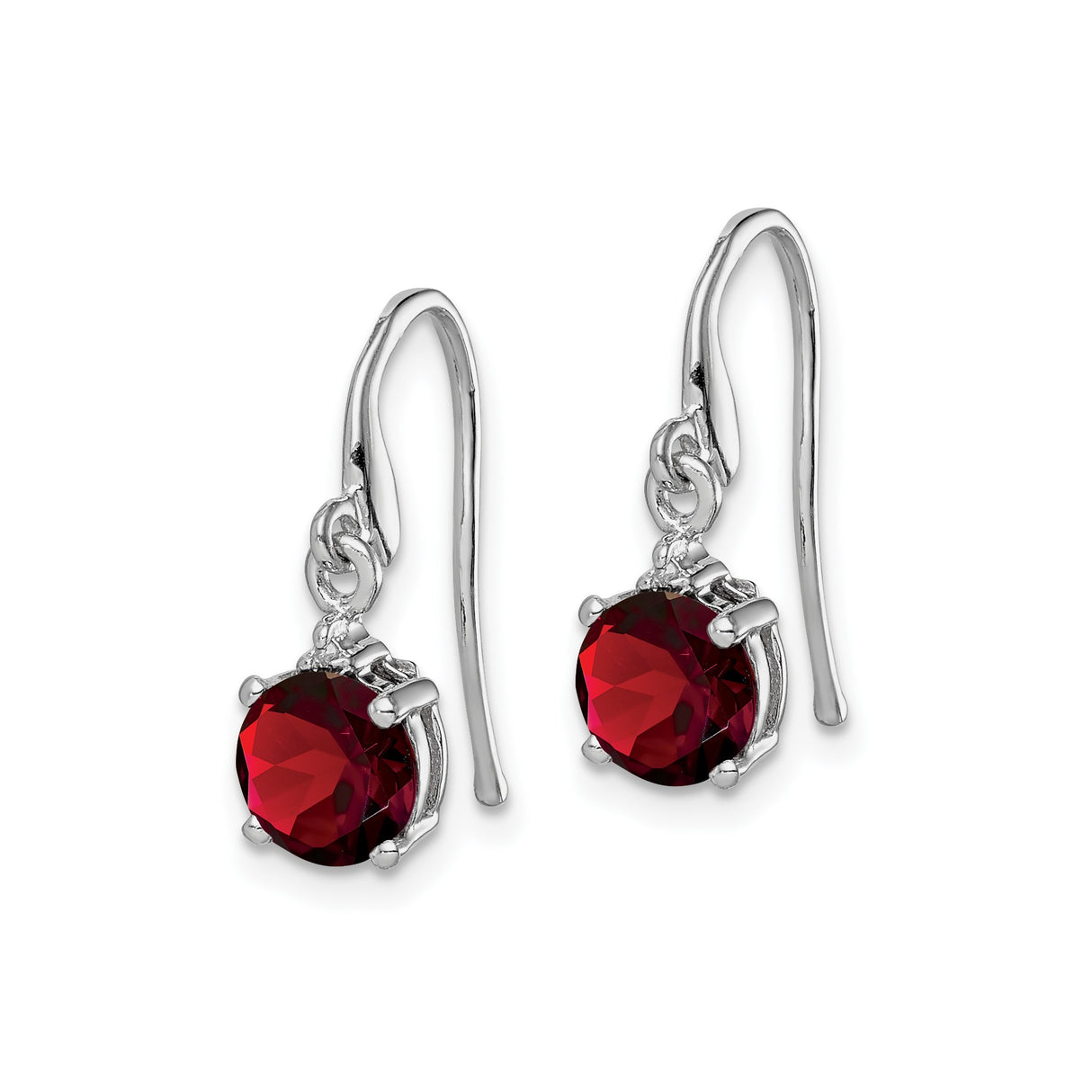 Sterling Silver Dangle Earrings with Garnet and Diamond, Elegant Drop Design for Women