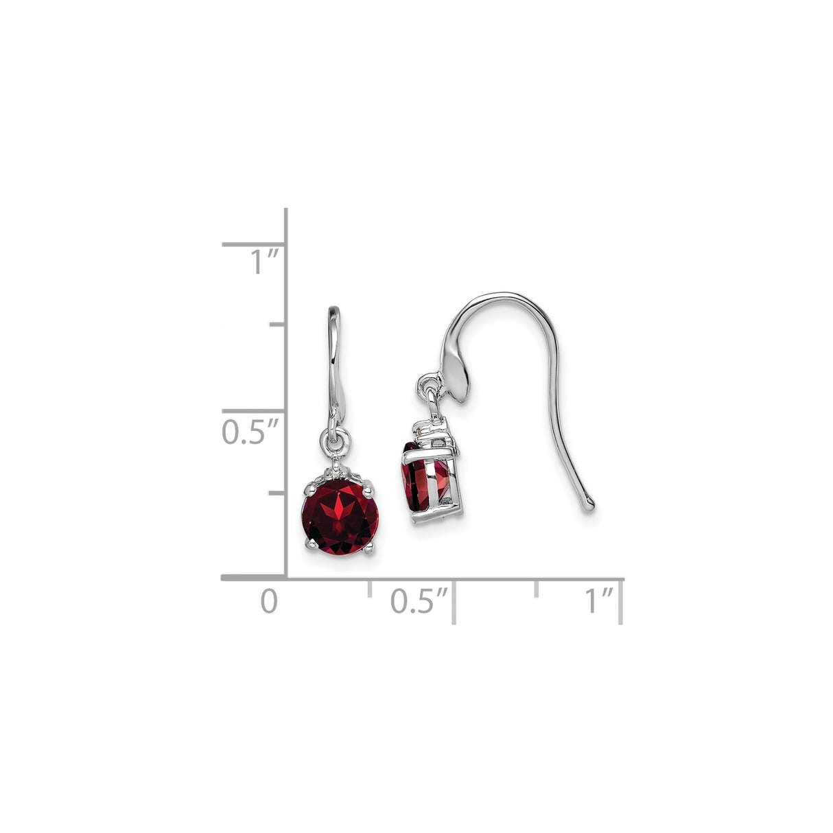 Sterling Silver Dangle Earrings with Garnet and Diamond, Elegant Drop Design for Women