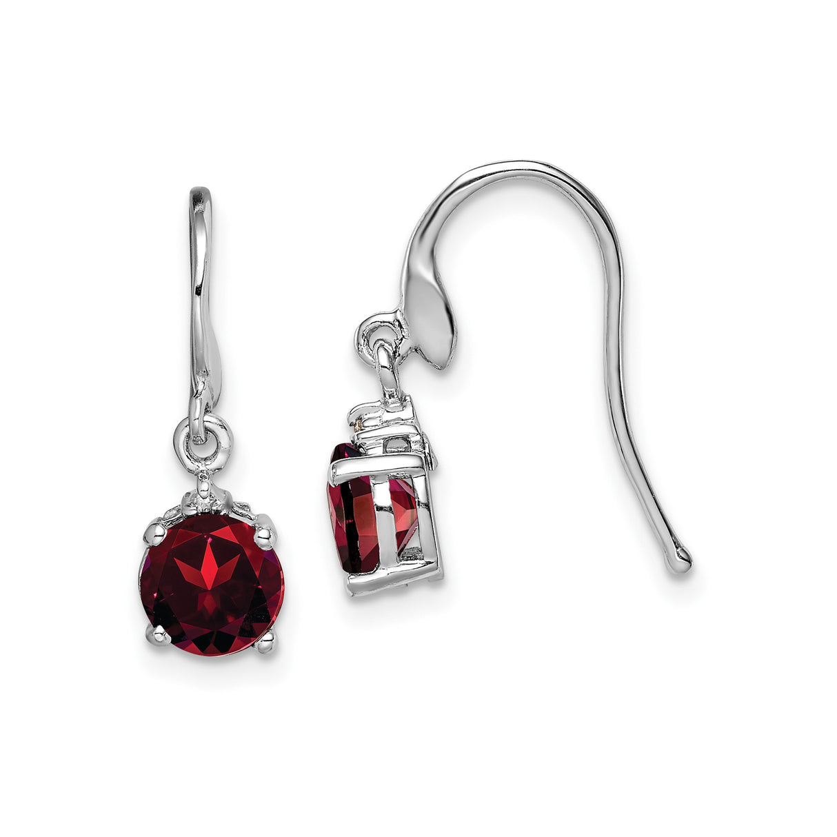 Sterling Silver Dangle Earrings with Garnet and Diamond, Elegant Drop Design for Women