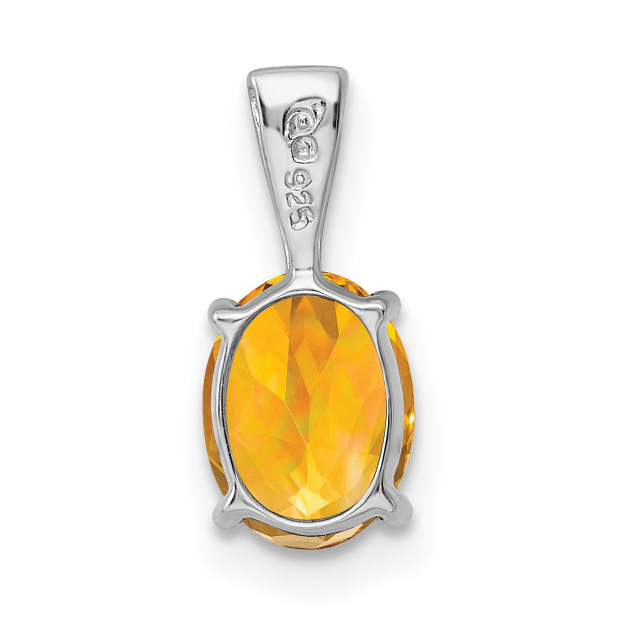 Sterling Silver Oval Pendant with Faceted Citrine, Minimalist Design for Women