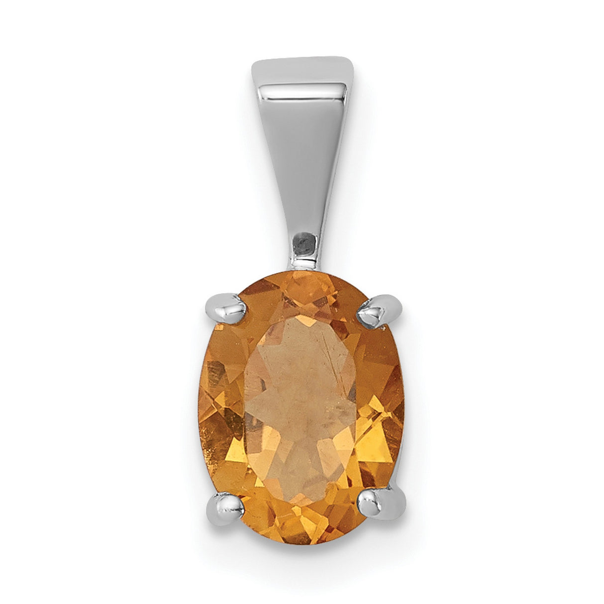 Sterling Silver Oval Pendant with Faceted Citrine, Minimalist Design for Women