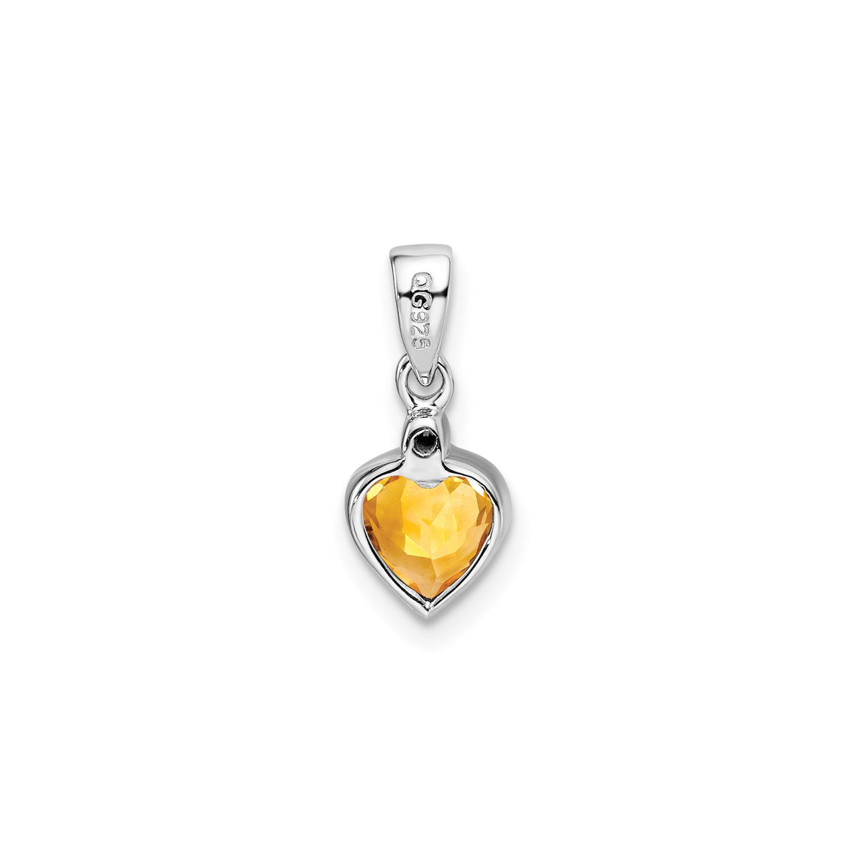 Sterling Silver Heart Pendant with Citrine and Diamond Accent, Romantic Jewelry for Women