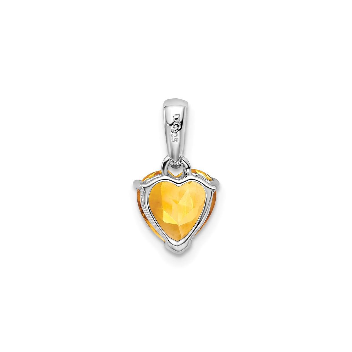 Sterling Silver Heart Pendant with Citrine and Diamond Accents for Women
