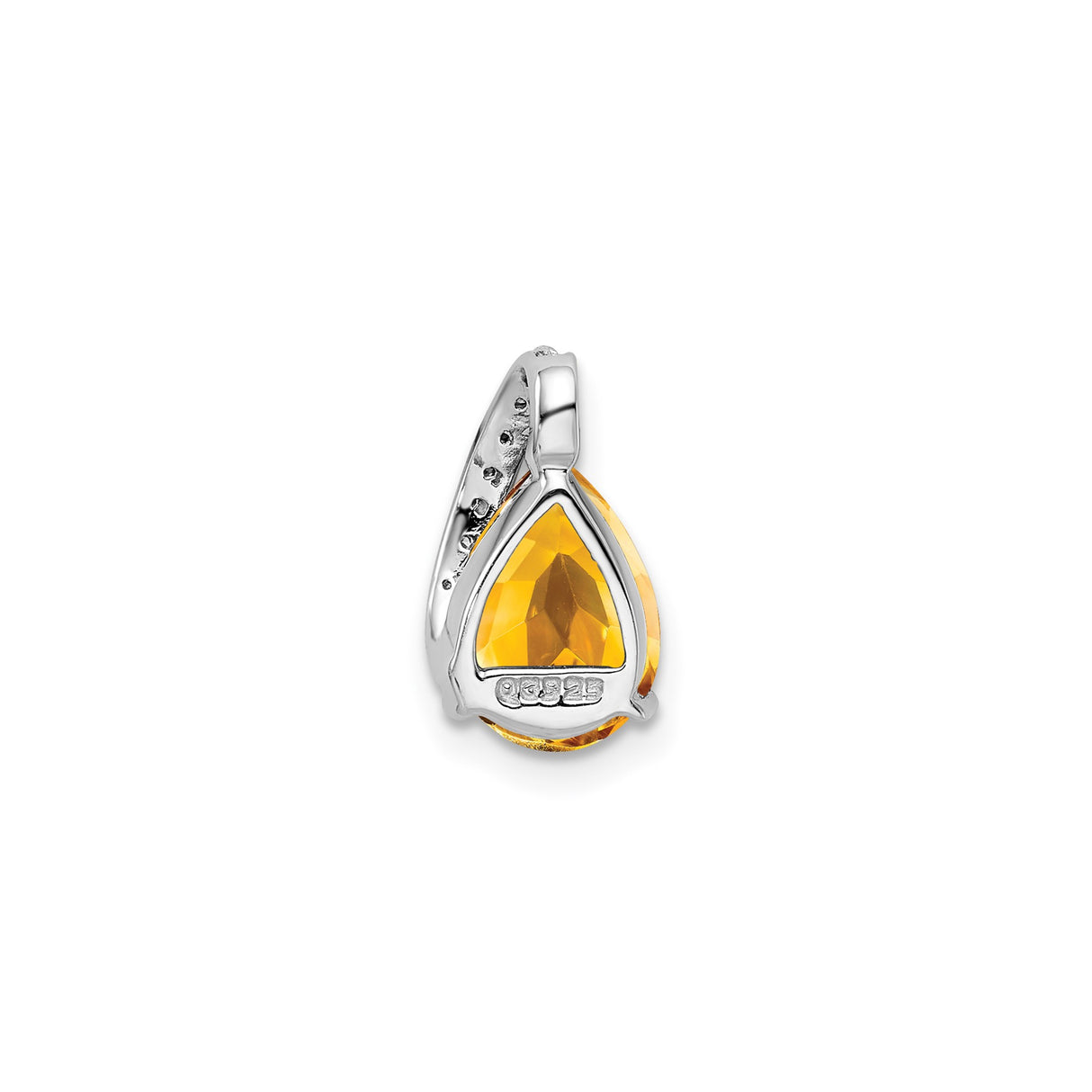 Sterling Silver Teardrop Pendant with Citrine and Diamond Accents, November Birthstone Jewelry