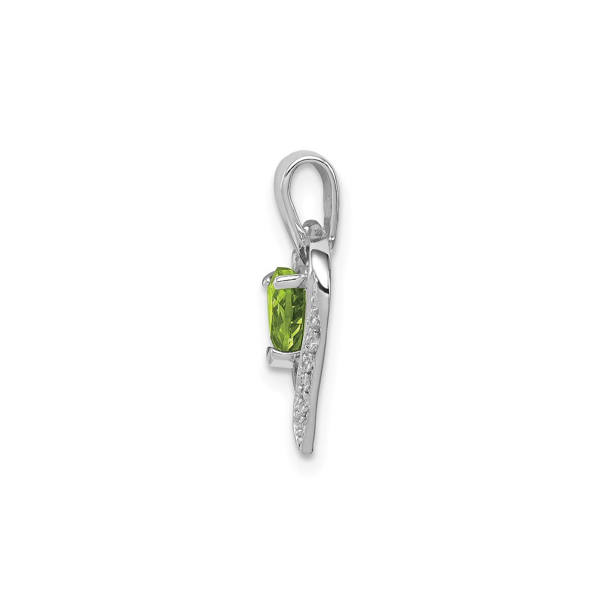 Sterling Silver Heart Pendant with Heart-Cut Peridot and Diamond Accents