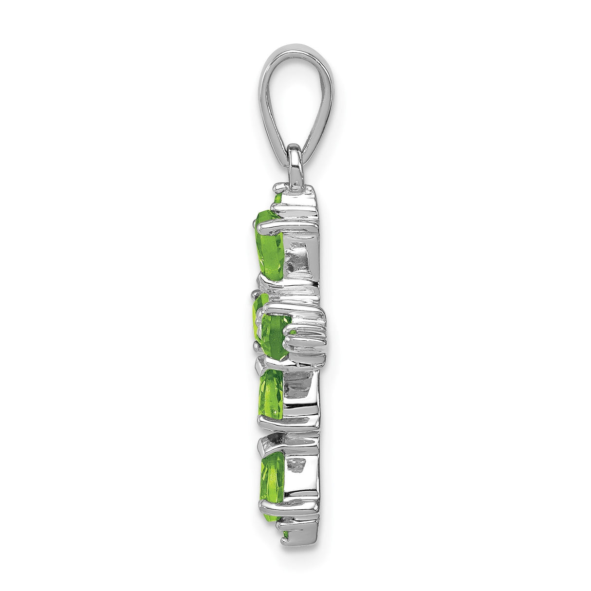 Sterling Silver Cross Pendant with Oval Peridot and Diamond Accents, Unisex Religious Jewelry