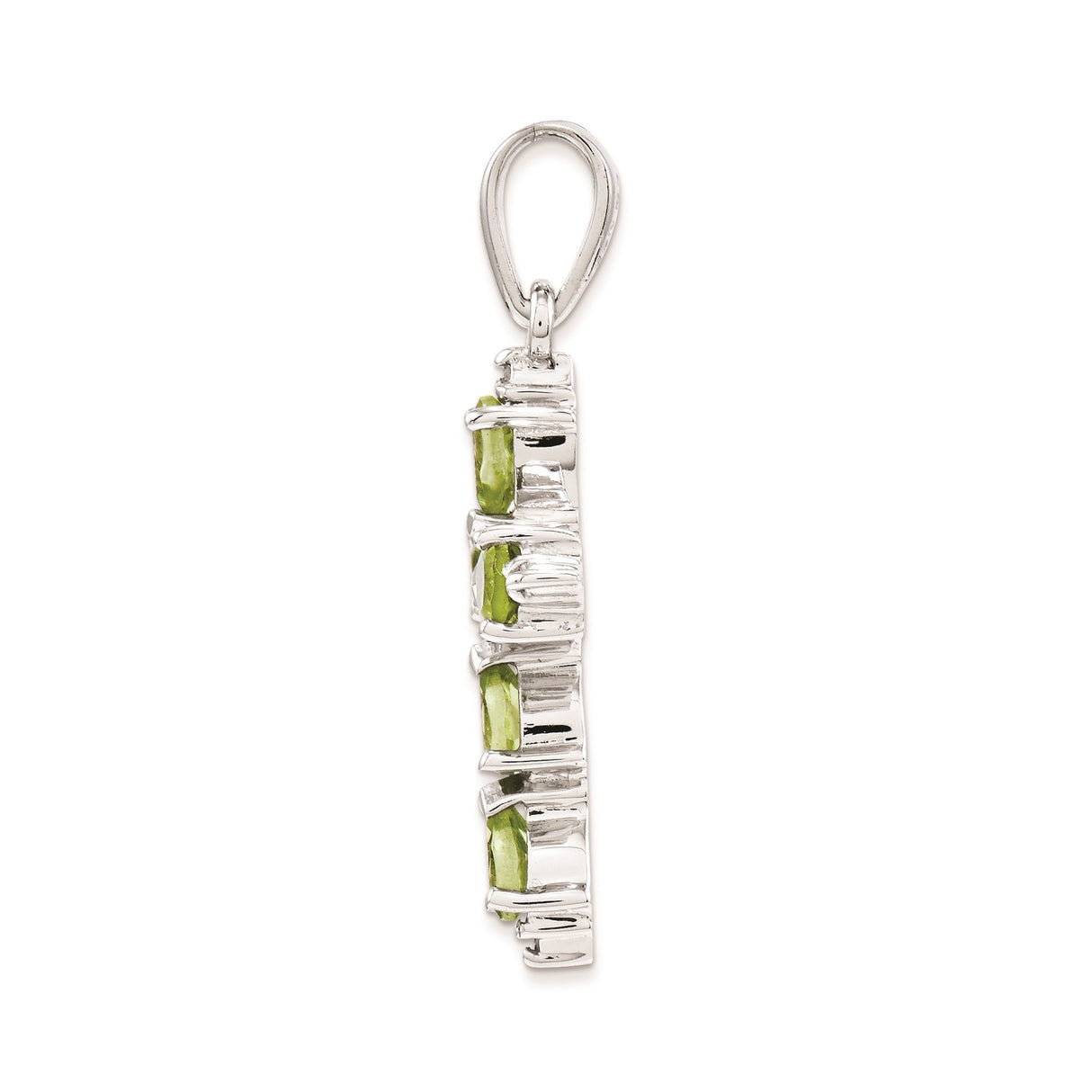 Sterling Silver Cross Pendant with Oval Peridot and Diamond Accents, Unisex Religious Jewelry