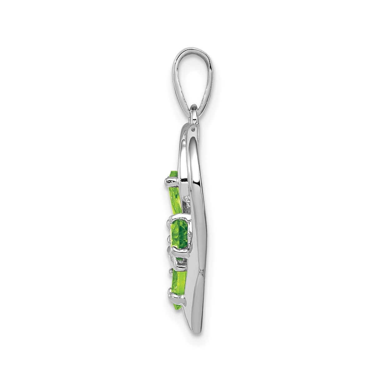 Sterling Silver Heart Pendant with Peridot and Diamond, Celtic Shamrock Design for Women