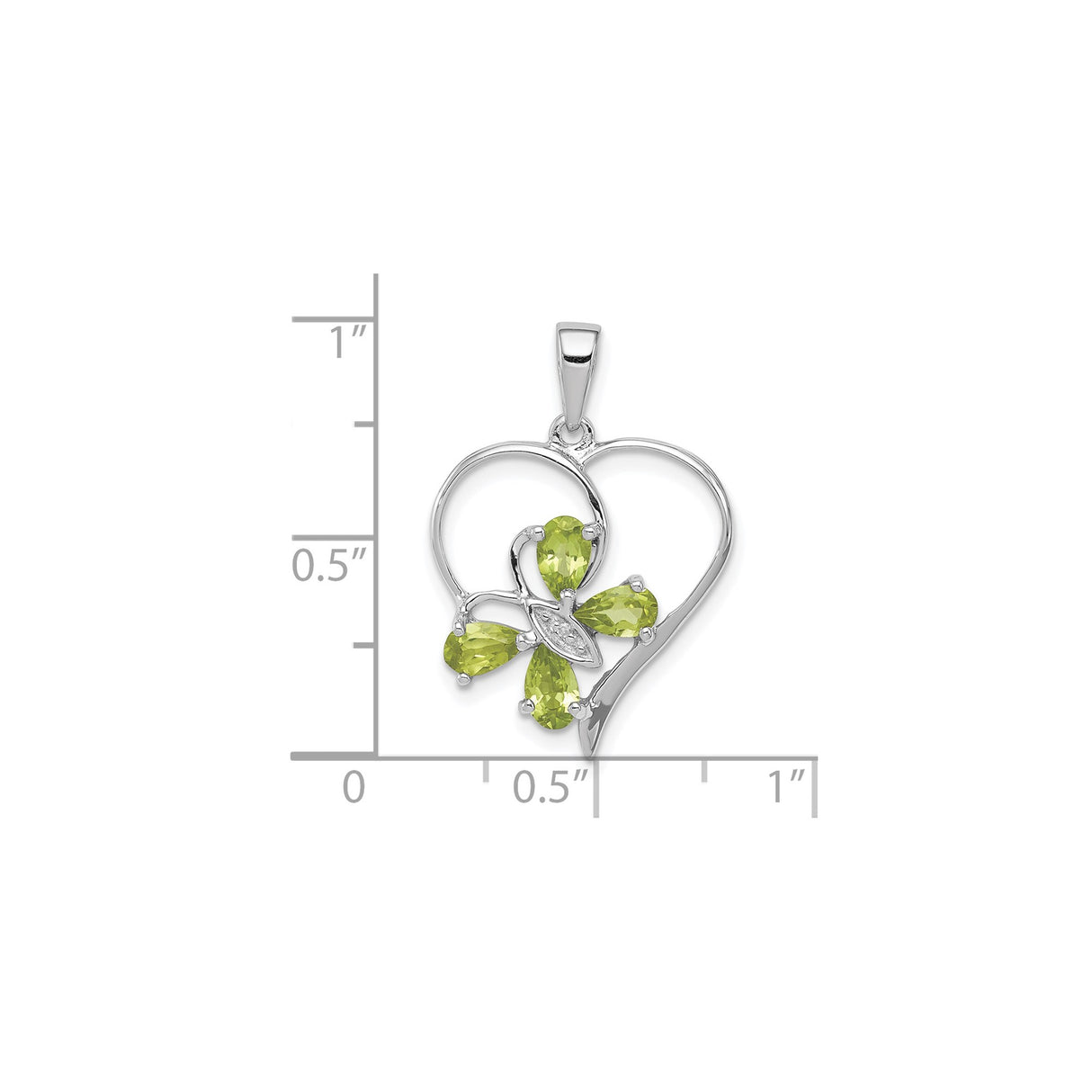 Sterling Silver Heart Pendant with Peridot and Diamond, Celtic Shamrock Design for Women