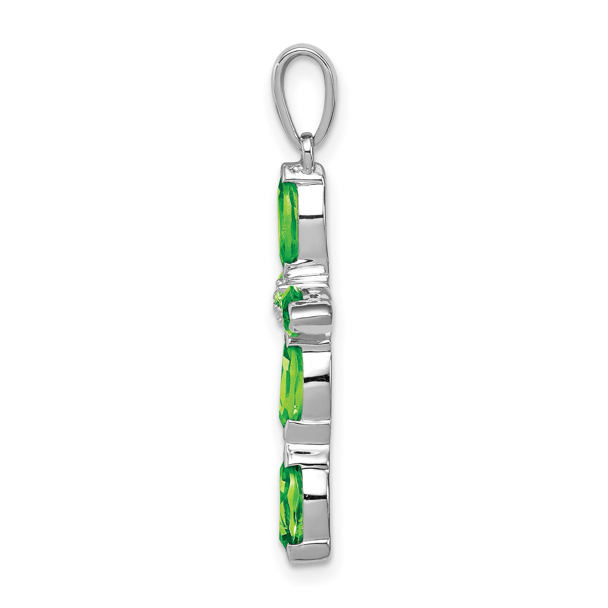 Peridot and Diamond Cross 26x18mm 1.2ct Charm Pendant in Real 925 Sterling Silver