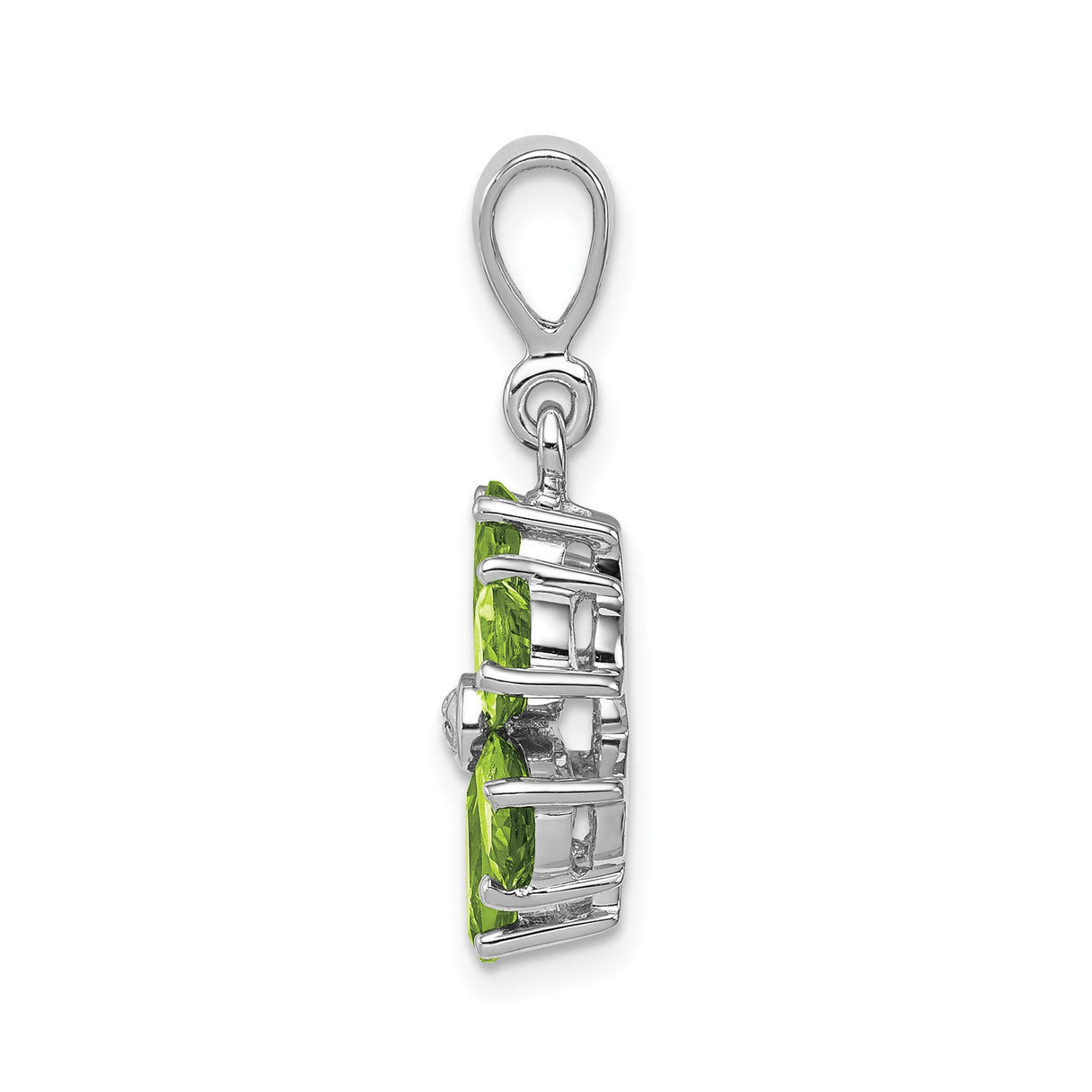 Sterling Silver Flower Pendant with Peridot and Diamond, Botanical Design for Women