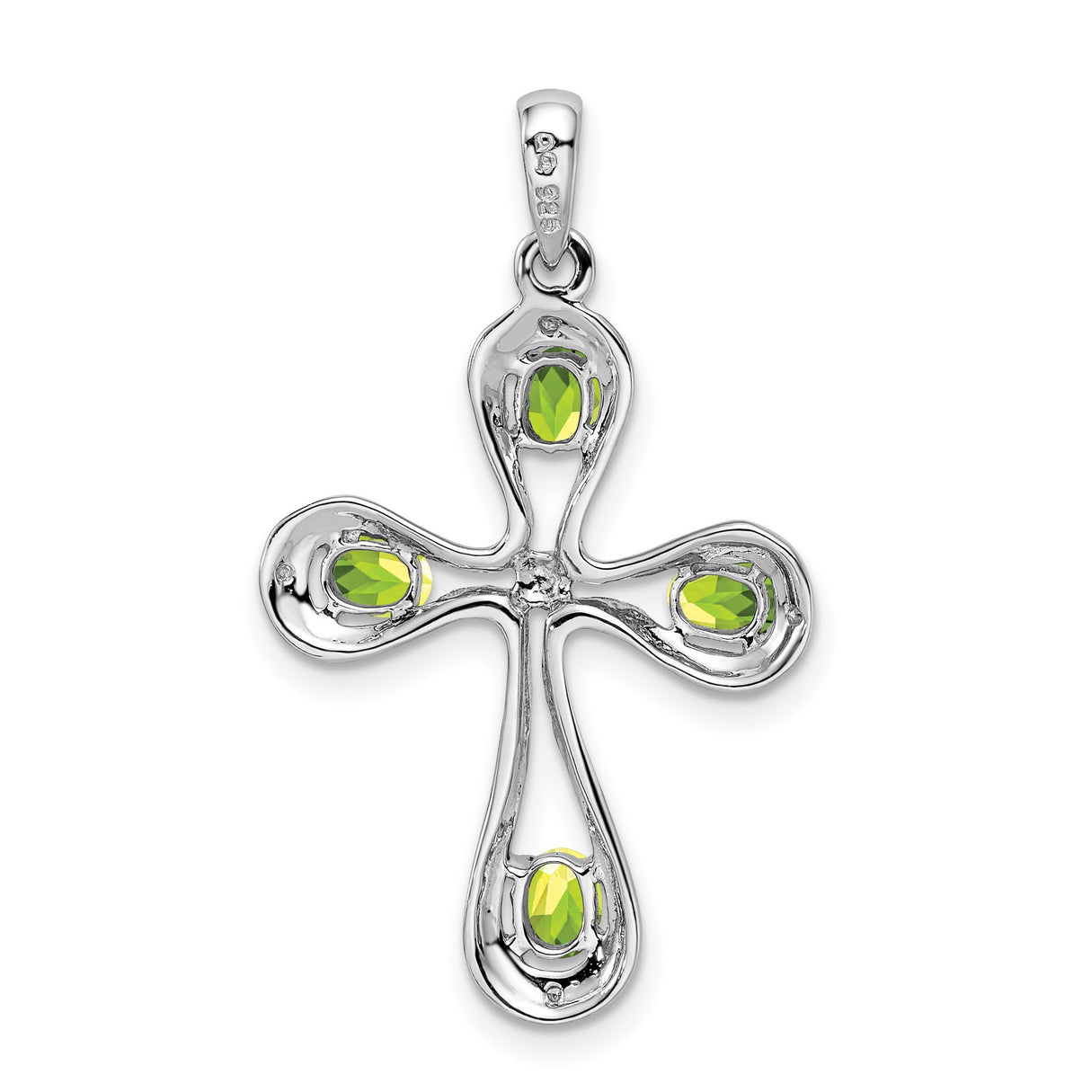 Peridot and Diamond Cross 30x23mm 0.82ct Charm Pendant in Real 925 Sterling Silver