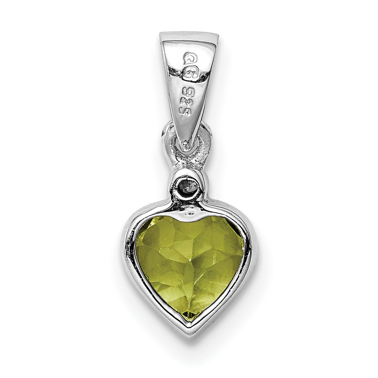 Sterling Silver Heart Pendant with Peridot and Diamond Accents, August Birthstone Jewelry