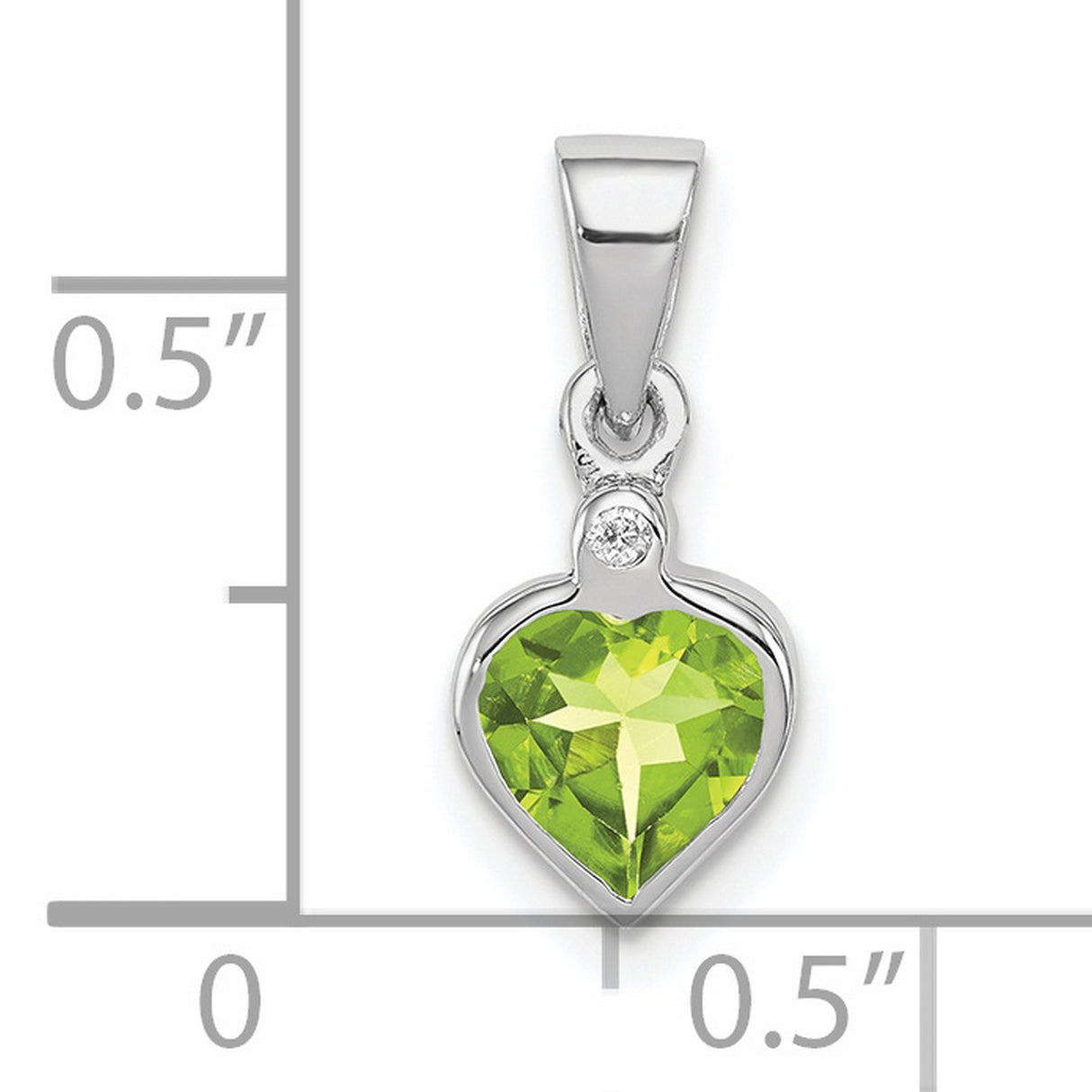 Sterling Silver Heart Pendant with Peridot and Diamond Accents, August Birthstone Jewelry