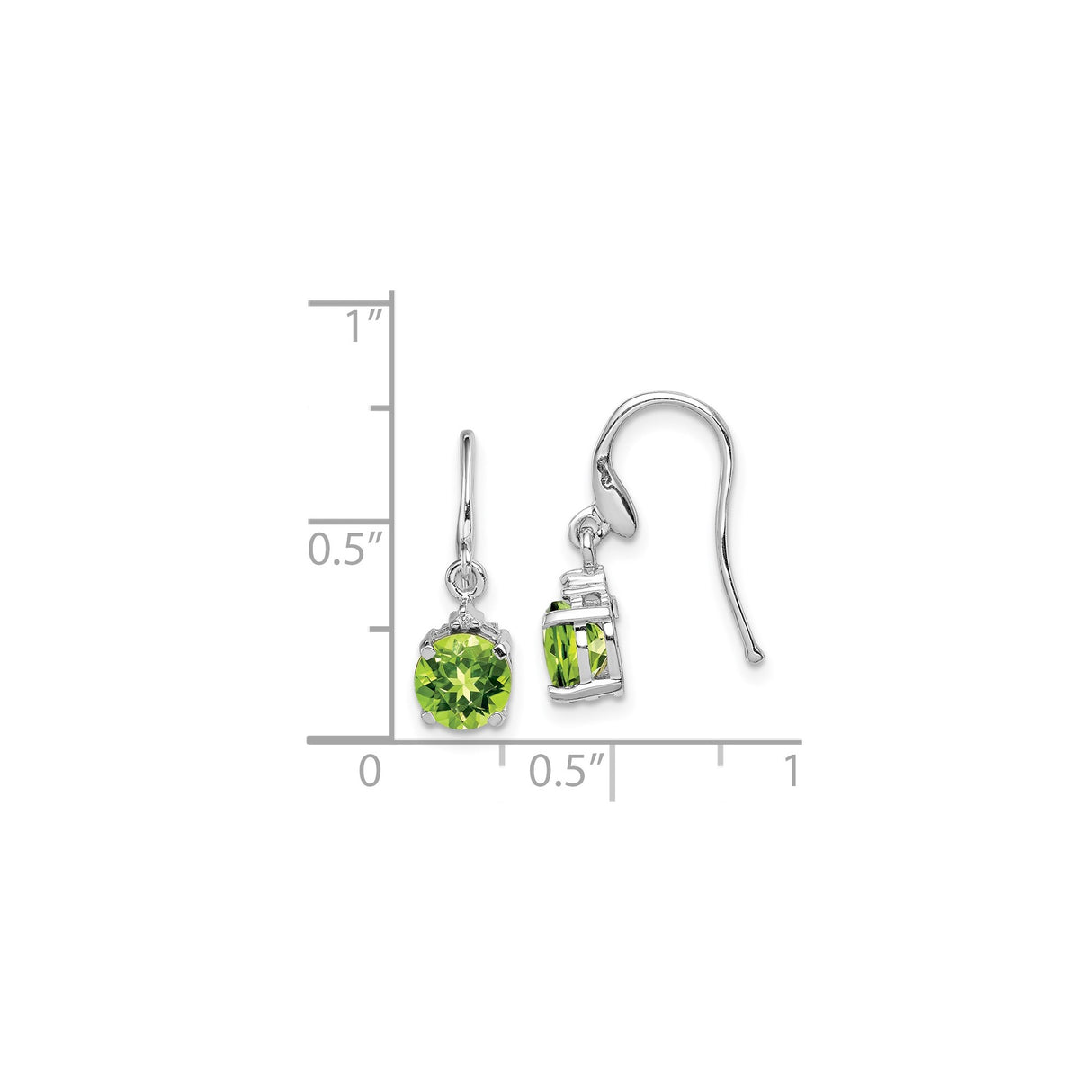 Sterling Silver Dangle Earrings with Round Peridot and Diamond Accent, Drop Style for Women